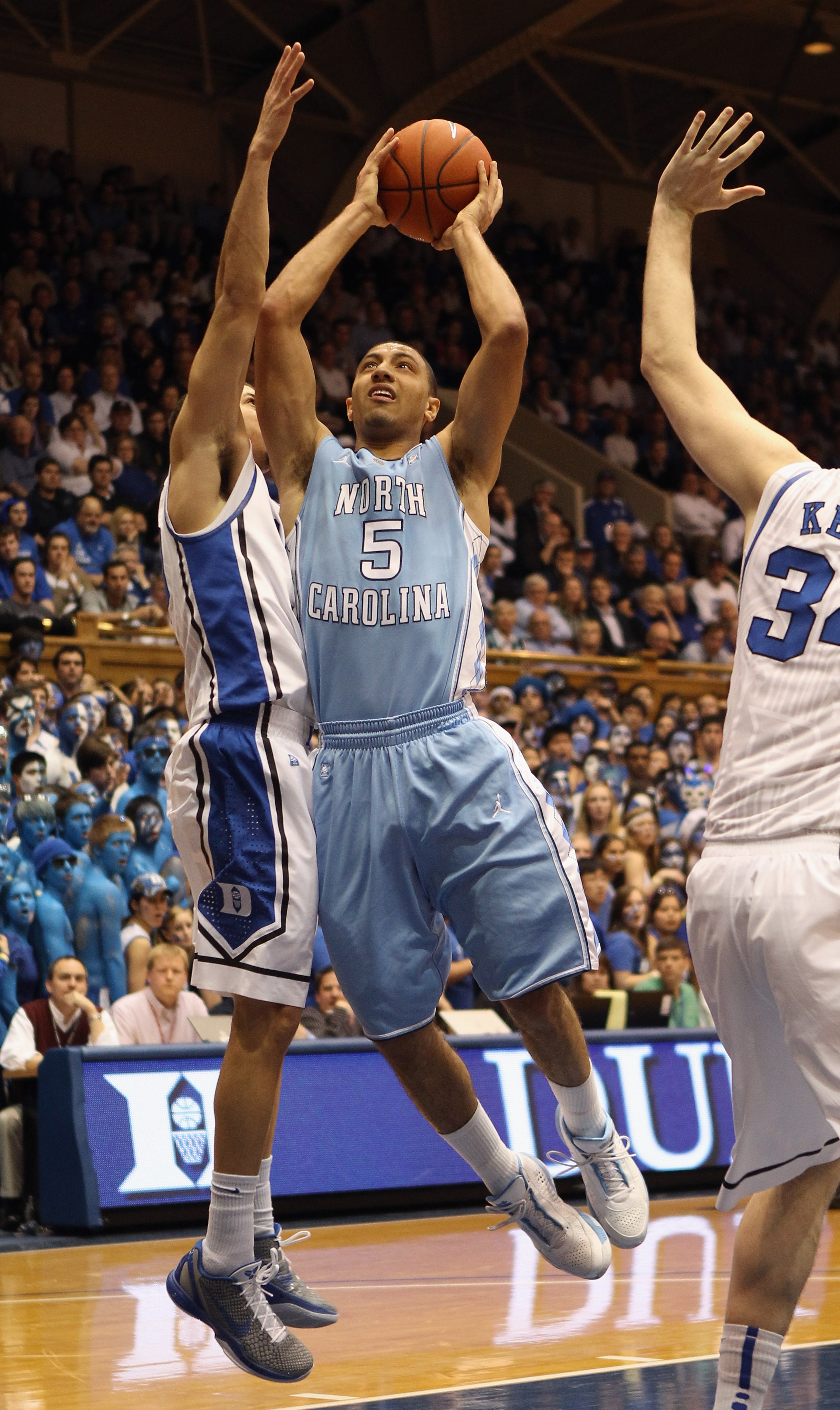 DURHAM, NC - FEBRUARY 09: Kendall Marshall #5 of the North Carolina Tar Heels against the Duke Blue Devils during their game at Cameron Indoor Stadium on February 9, 2011 in Durham, North Carolina. (Photo by Streeter Lecka/Getty Images) DURHAM, NC - FEBRUARY 09: Kendall Marshall #5 of the North Carolina Tar Heels against the Duke Blue Devils during their game at Cameron Indoor Stadium on February 9, 2011 in Durham, North Carolina. (Photo by Streeter Lecka/Getty Images)