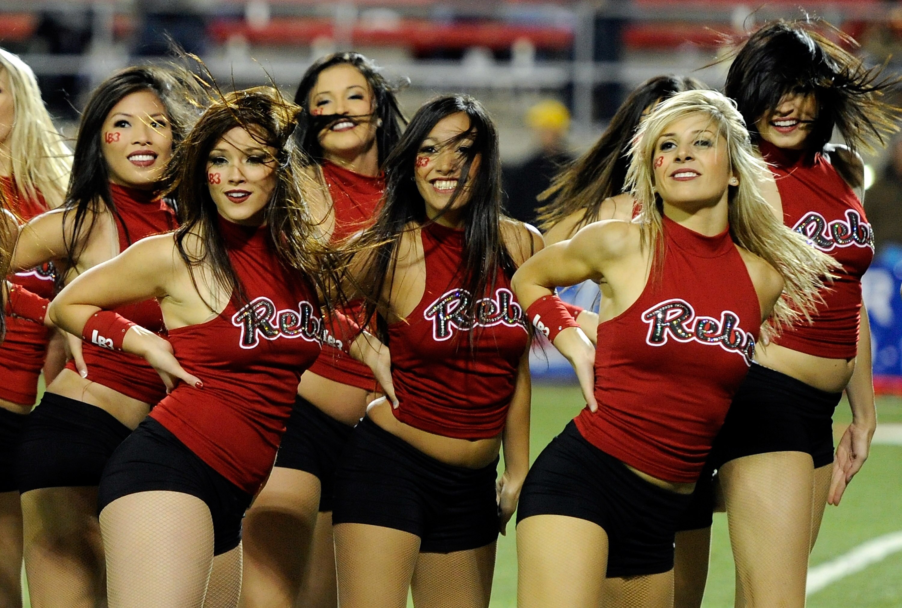 LAS VEGAS - NOVEMBER 13:  Members of the UNLV Rebels dance team perform during the Rebels' game against the Wyoming Cowboys at Sam Boyd Stadium November 13, 2010 in Las Vegas, Nevada. UNLV won 42-16.  (Photo by Ethan Miller/Getty Images)