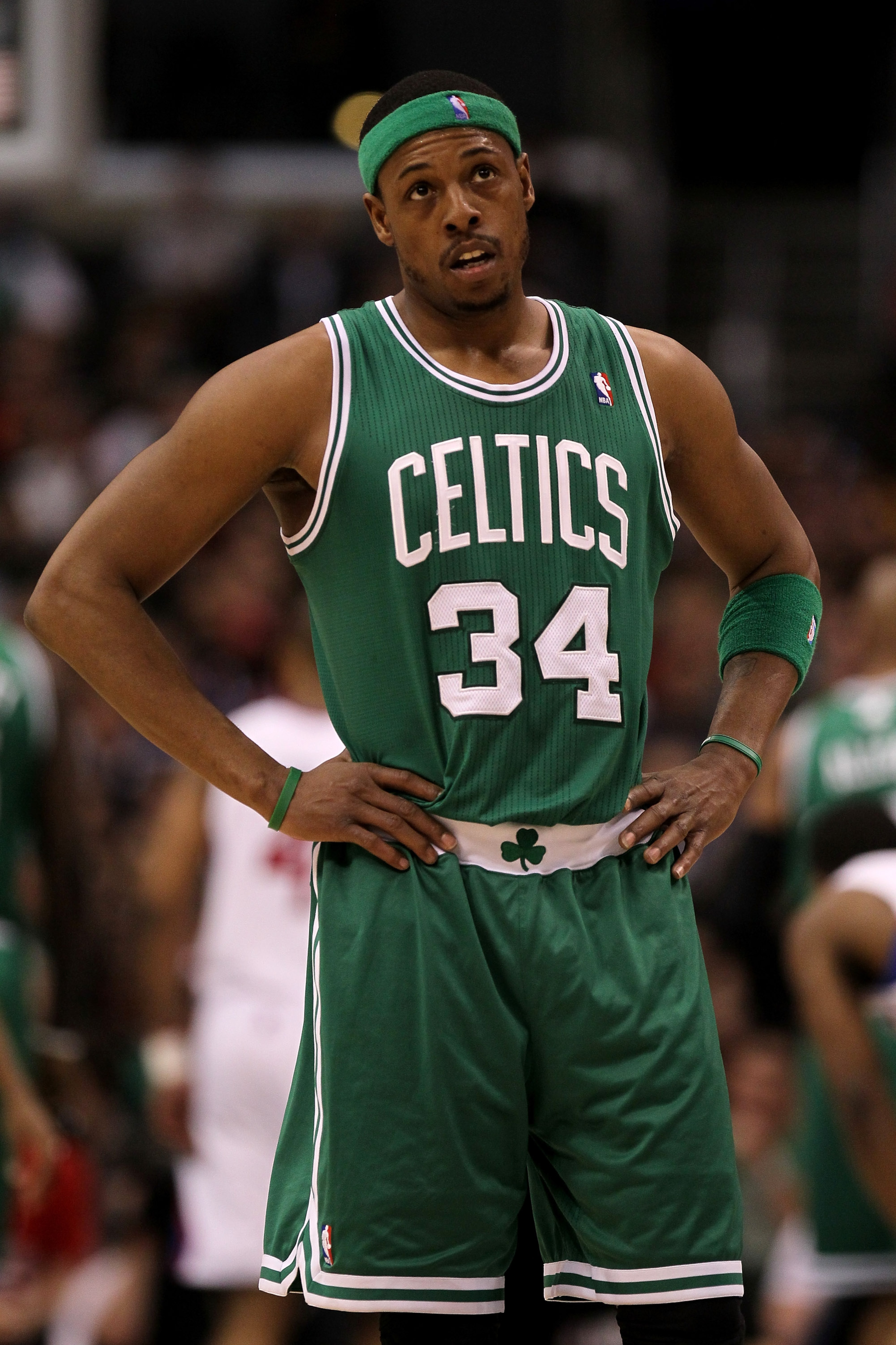 LOS ANGELES, CA - FEBRUARY 26:  Paul Pierce #34 of the Boston Celtics stands on the court during the game with the Los Angeles Clippers at Staples Center on February 26, 2011  in Los Angeles, California.  NOTE TO USER: User expressly acknowledges and agre
