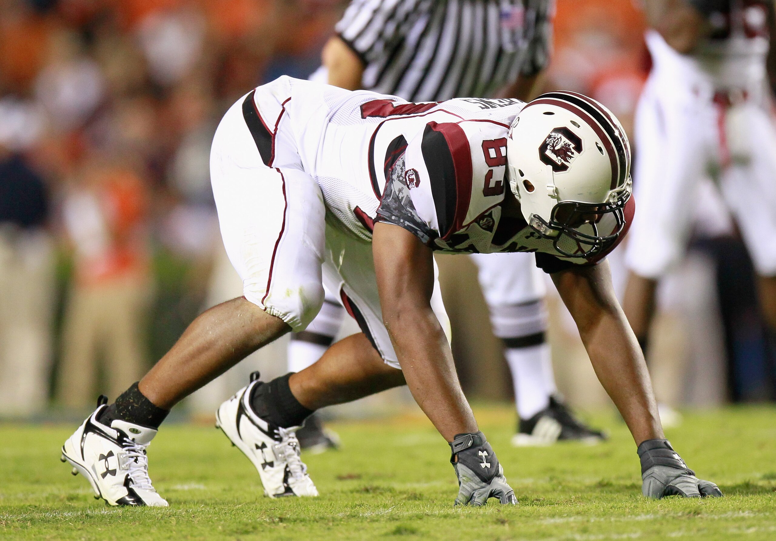 AUBURN, AL - SEPTEMBER 25: Cliff Matthews #83 of the South Carolina Gamecocks against the Auburn Tigers at Jordan-Hare Stadium on September 25, 2010 in Auburn, Alabama. (Photo by Kevin C. Cox/Getty Images) AUBURN, AL - SEPTEMBER 25: Cliff Matthews #83 of the South Carolina Gamecocks against the Auburn Tigers at Jordan-Hare Stadium on September 25, 2010 in Auburn, Alabama. (Photo by Kevin C. Cox/Getty Images)
