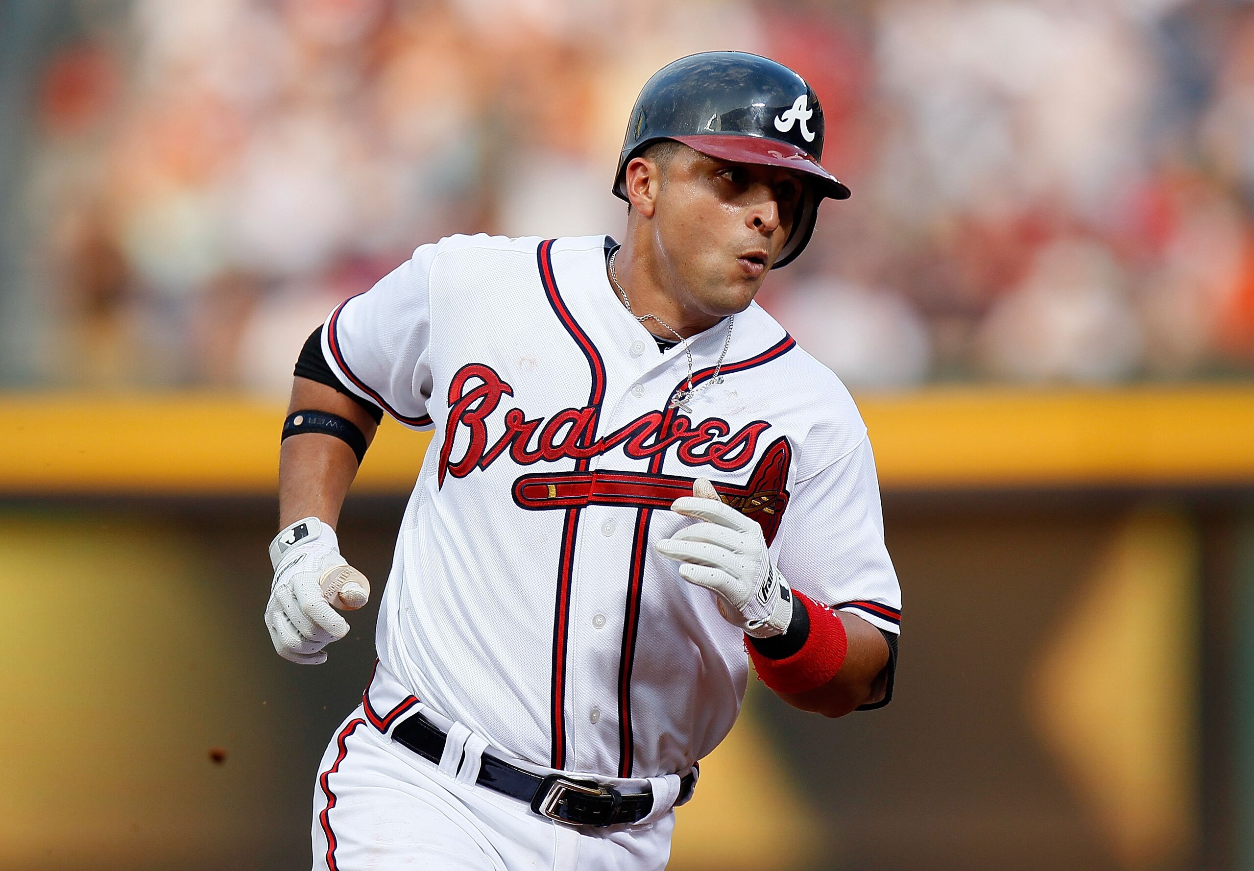 ATLANTA - JULY 15: Martin Prado #14 of the Atlanta Braves rounds third base after hitting a solo homer in the third inning against the Milwaukee Brewers at Turner Field on July 15, 2010 in Atlanta, Georgia. (Photo by Kevin C. Cox/Getty Images) ATLANTA - JULY 15: Martin Prado #14 of the Atlanta Braves rounds third base after hitting a solo homer in the third inning against the Milwaukee Brewers at Turner Field on July 15, 2010 in Atlanta, Georgia. (Photo by Kevin C. Cox/Getty Images)