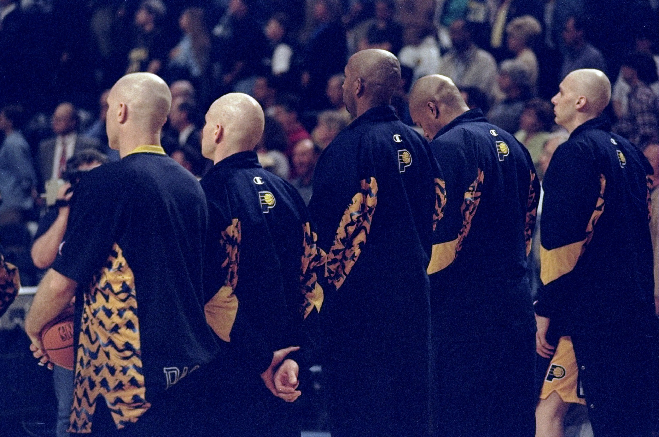 23 Apr 1998:  General view of the Indiana Pacers and their bald heads during an NBA playoff game against the Cleveland Cavaliers at the Market Square Arena in Indianapolis, Indiana.  The Pacers defeated the Cavaliers 106-77. Mandatory Credit: Vincent Lafo