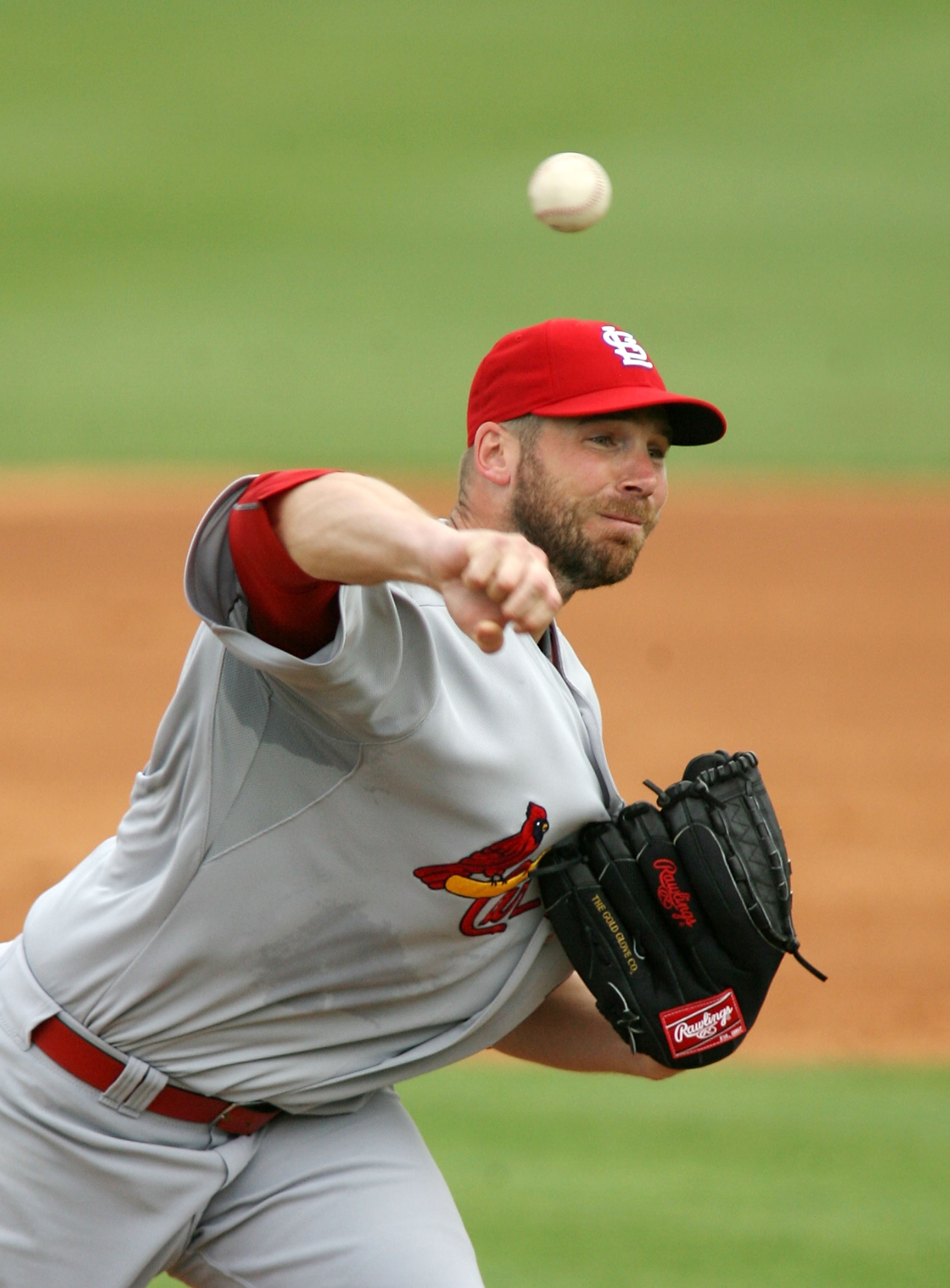 JUPITER, FL - MARCH 01: Pitcher Chris Carpenter #29 of the St. Louis Cardinals throws against the Florida Marlins at Roger Dean Stadium on March 1, 2011 in Jupiter, Florida.  (Photo by Marc Serota/Getty Images)