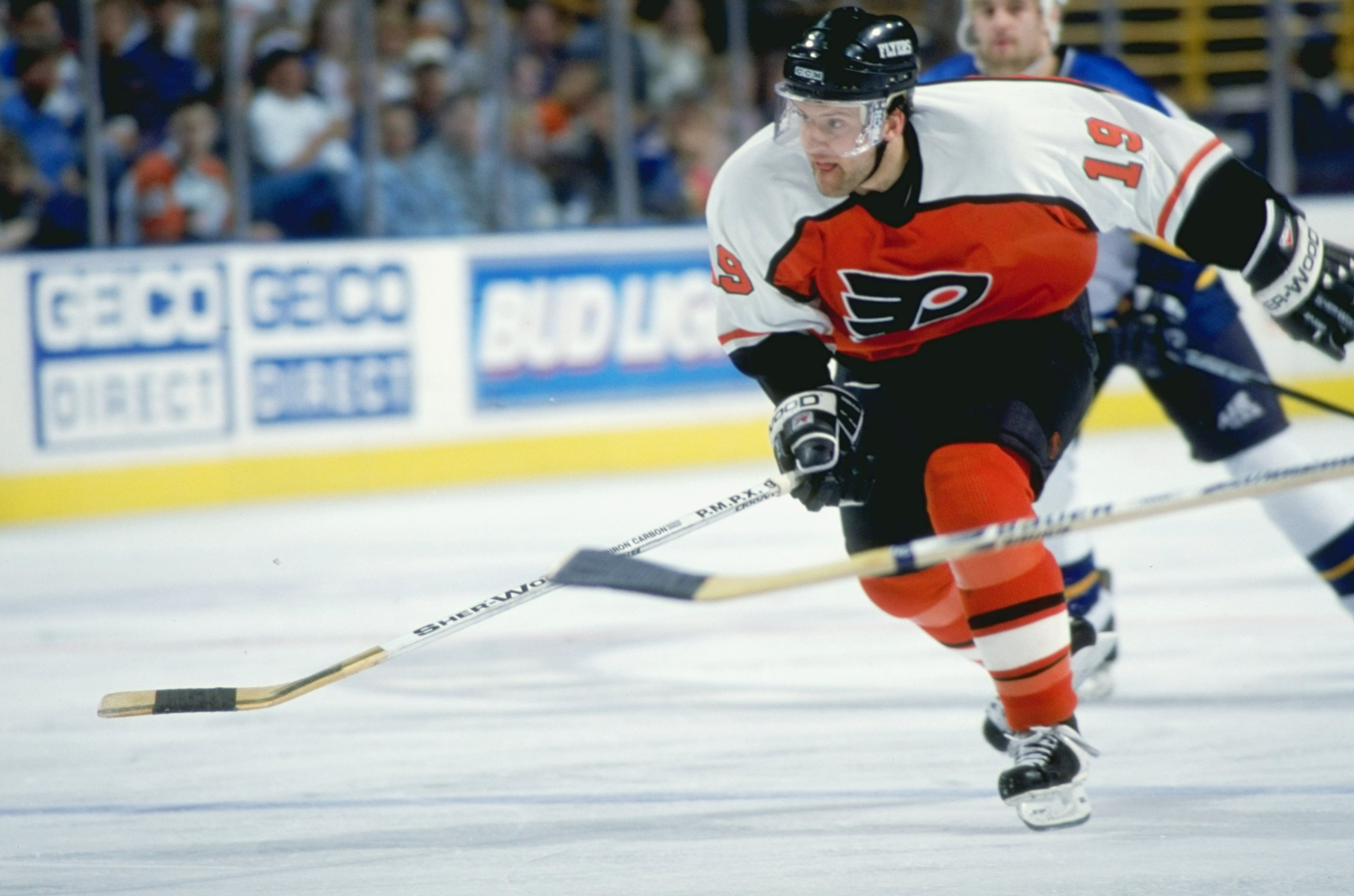 16 Mar 1999: Mikael Renberg #19 of the Philadelphia Flyers moves down the rink during the game against the St. Louis Blues at the Kiel Center in St.Louis, Missouri. The Blues defeated the Flyers 5-2. Mandatory Credit: Elsa Hasch /Allsport 16 Mar 1999: Mikael Renberg #19 of the Philadelphia Flyers moves down the rink during the game against the St. Louis Blues at the Kiel Center in St.Louis, Missouri. The Blues defeated the Flyers 5-2. Mandatory Credit: Elsa Hasch /Allsport
