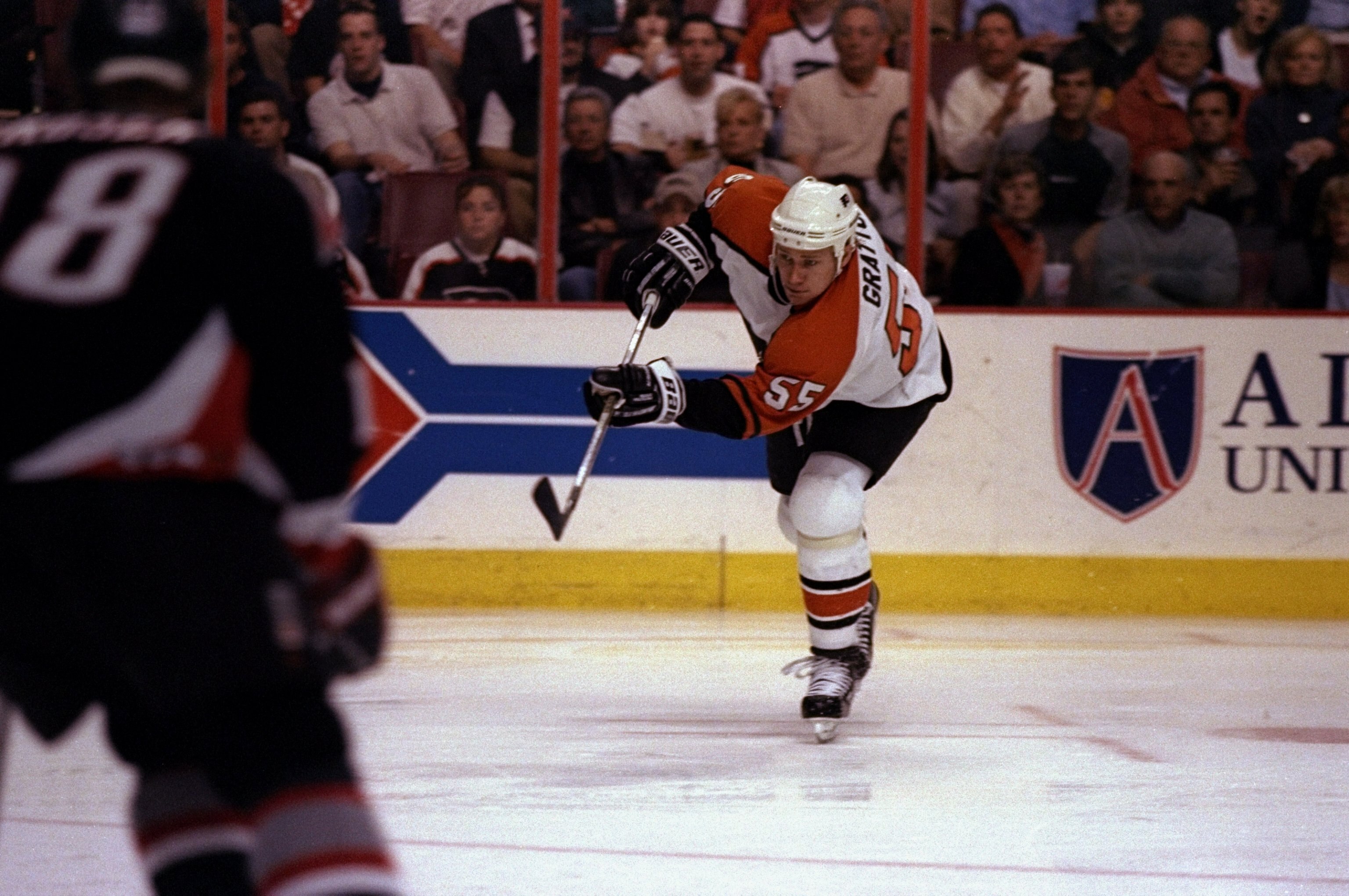 24 Apr 1998:  Center Chris Gratton of the Philadelphia Flyers in action against the Buffalo Sabres during an NHL playoff game at the Corestates Center in Philadelphia, Pennsylvania.  The Flyers defeated the Sabres 3-2. Mandatory Credit: Craig Melvin  /All