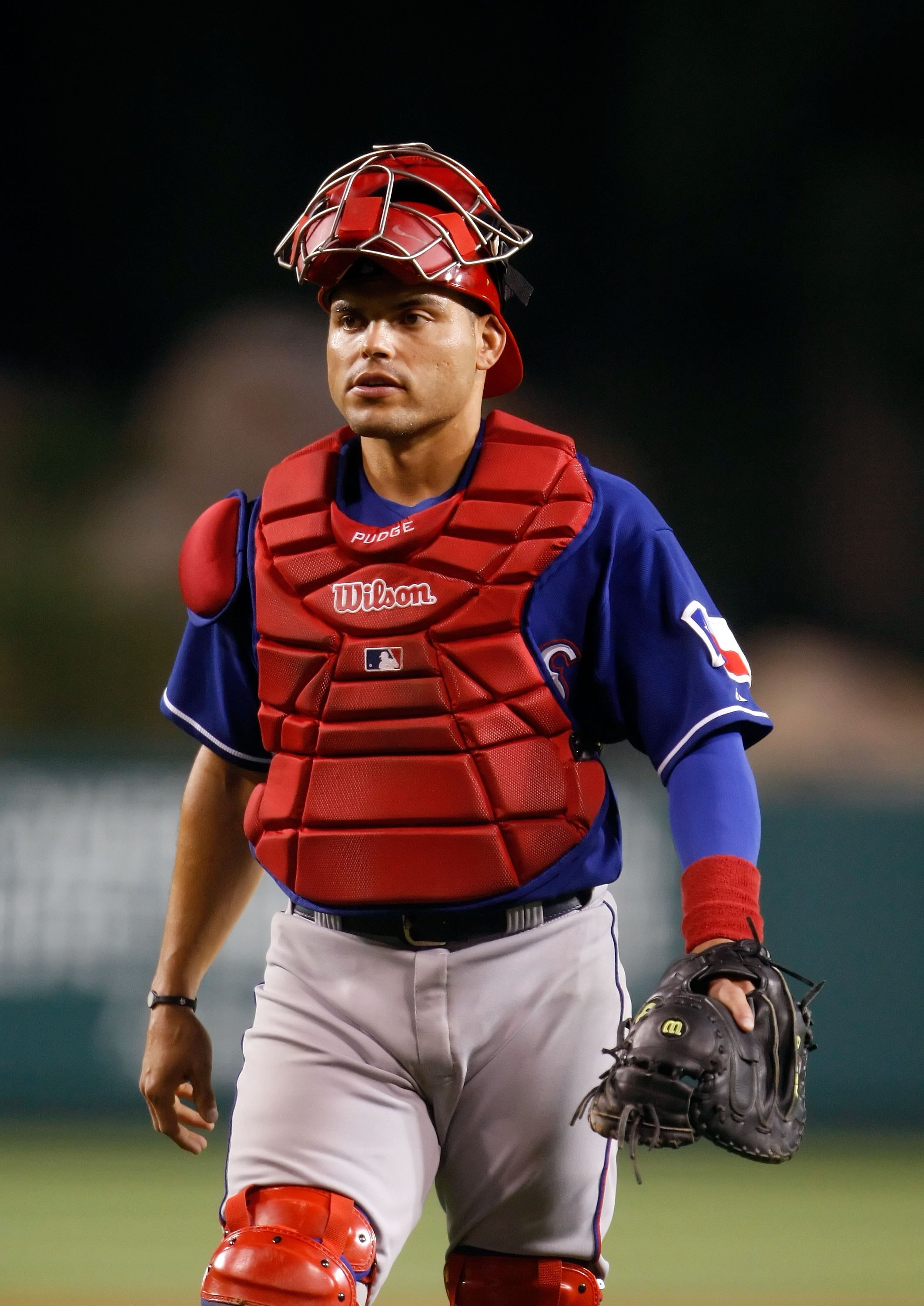 September 29, 2019: Former Texas Ranger Ivan ''Pudge'' Rodriguez is  recognized as a member of the All Rangers Team after the final Major League  Baseball game held at Globe Life Park between