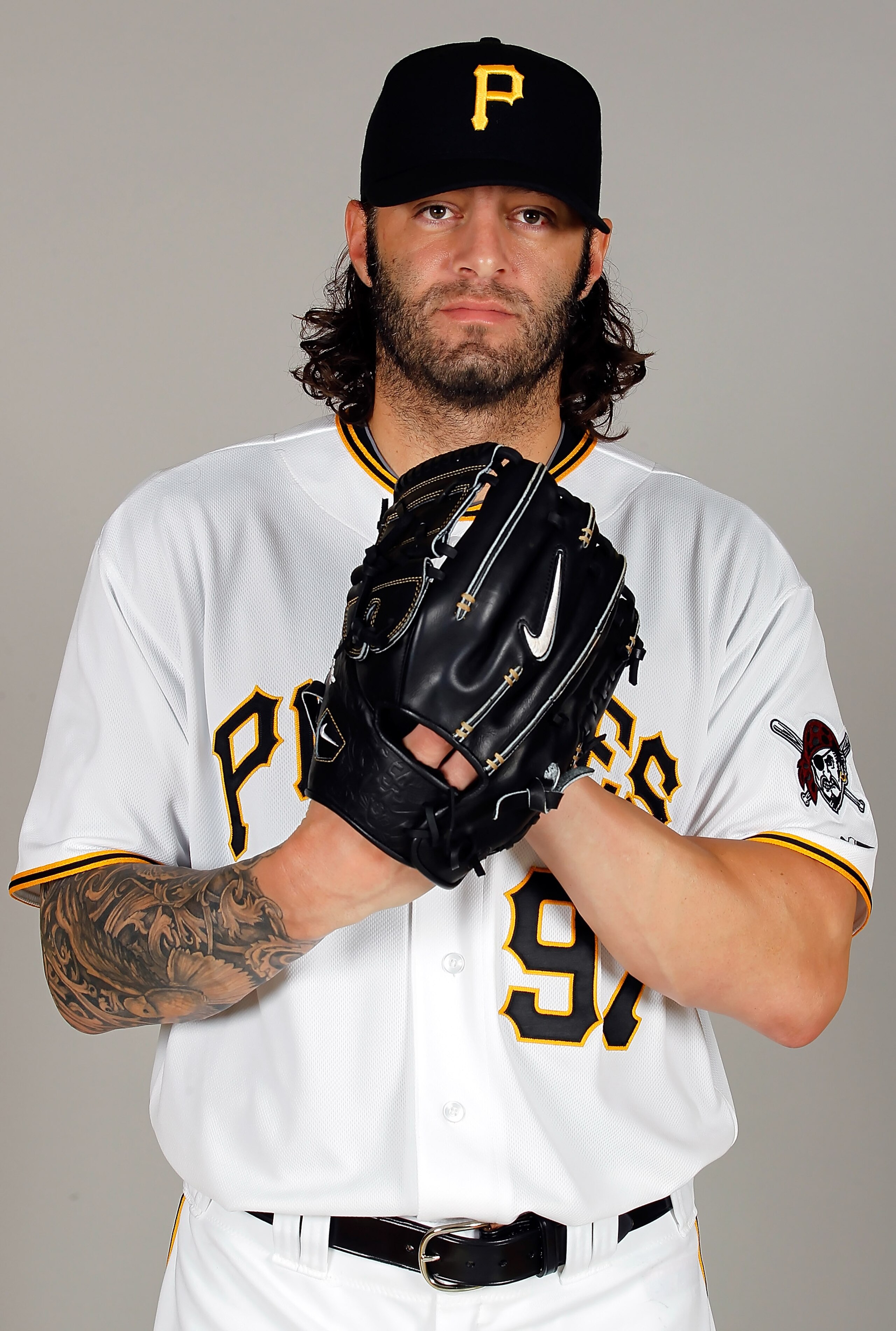 BRADENTON, FL - FEBRUARY 20:  Pitcher Joe Beimel #97 of the Pittsburgh Pirates poses for a photo during photo day at Pirate City on February 20, 2011 in Bradenton, Florida.  (Photo by J. Meric/Getty Images)
