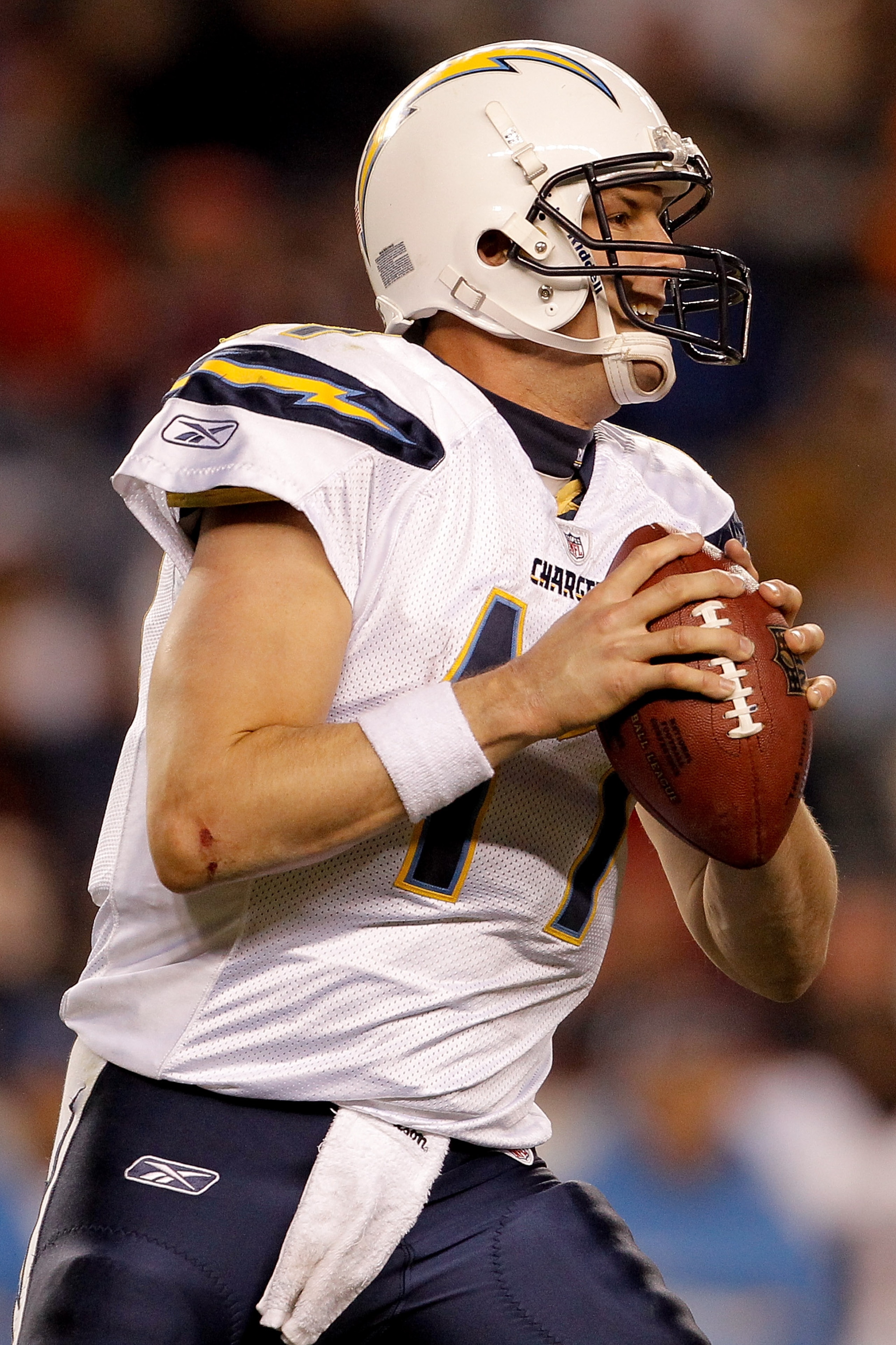 DENVER, CO - JANUARY 2:  Quarterback Philip Rivers #17 of the San Diego Chargers drops back to pass during the fourth quarter against the Denver Broncos at INVESCO Field at Mile High on January 2, 2011 in Denver, Colorado. (Photo by Justin Edmonds/Getty I