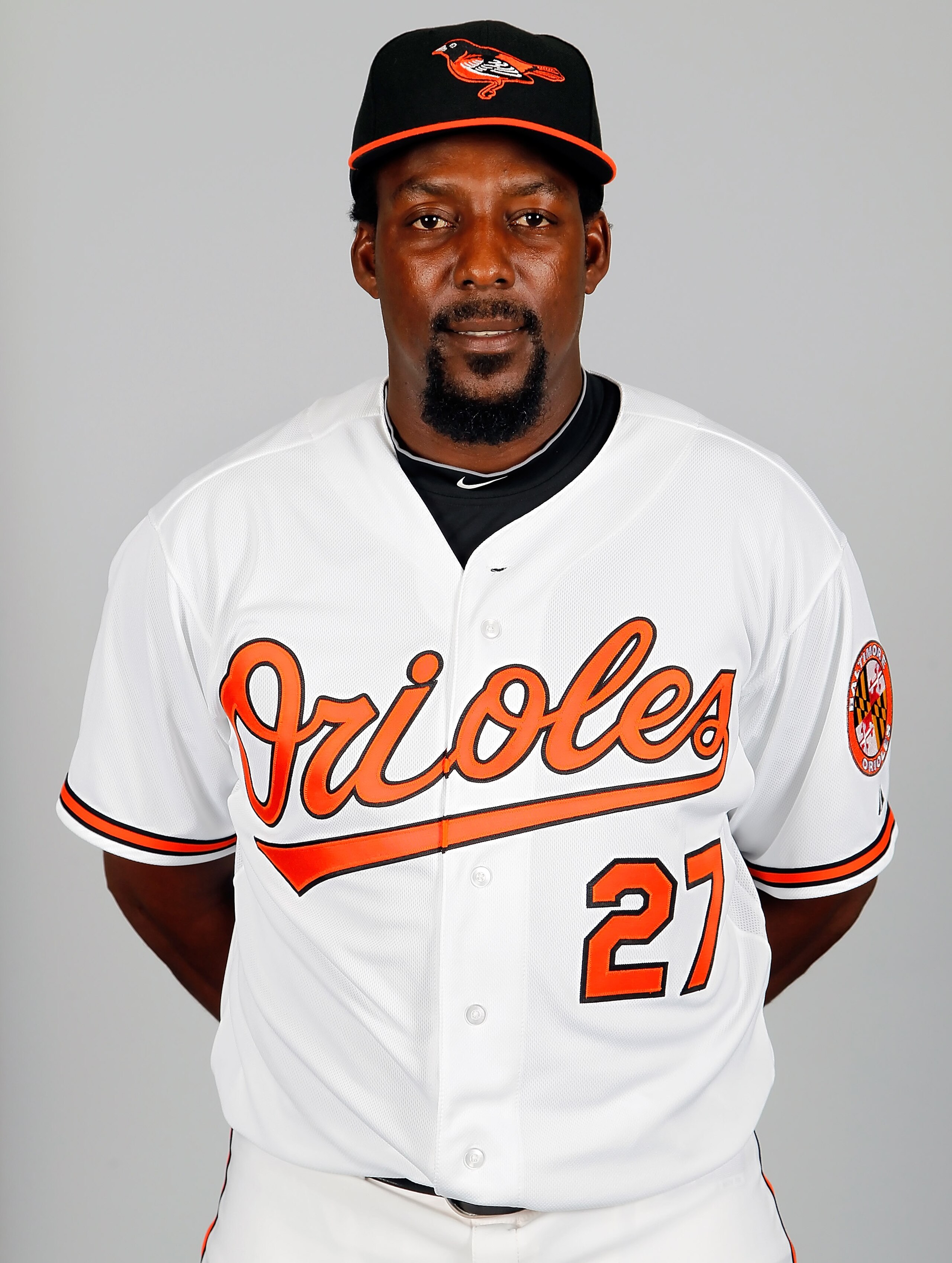 SARASOTA, FL - FEBRUARY 26:  Designated hitter Vladimir Guerrero #27 of the Baltimore Orioles poses for a photo during photo day at Ed Smith Stadium on February 26, 2011 in Sarasota, Florida.  (Photo by J. Meric/Getty Images)
