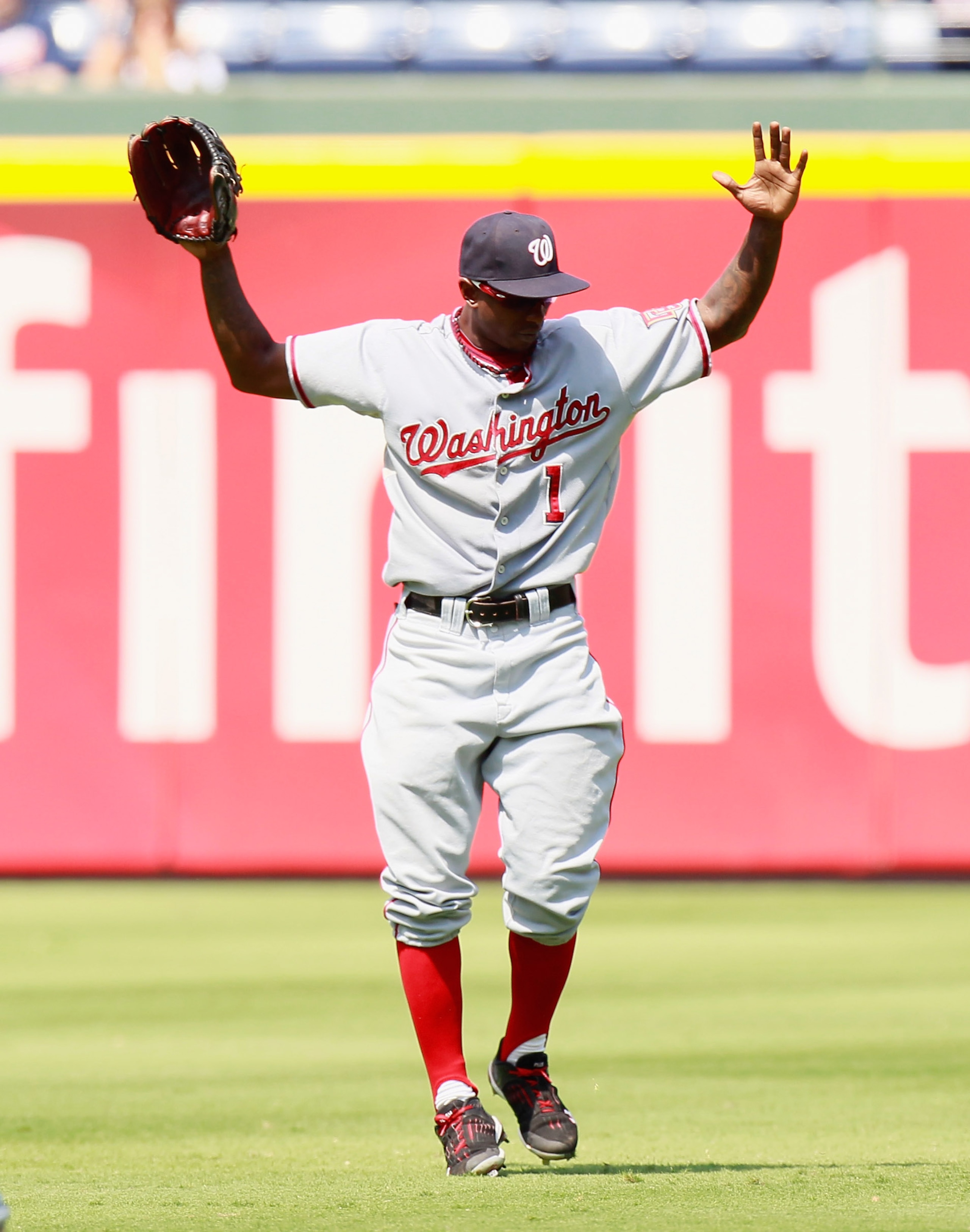 ATLANTA - SEPTEMBER 15: Nyjer Morgan #1 of the Washington Nationals against the Atlanta Braves at Turner Field on September 15, 2010 in Atlanta, Georgia. (Photo by Kevin C. Cox/Getty Images) ATLANTA - SEPTEMBER 15: Nyjer Morgan #1 of the Washington Nationals against the Atlanta Braves at Turner Field on September 15, 2010 in Atlanta, Georgia. (Photo by Kevin C. Cox/Getty Images)