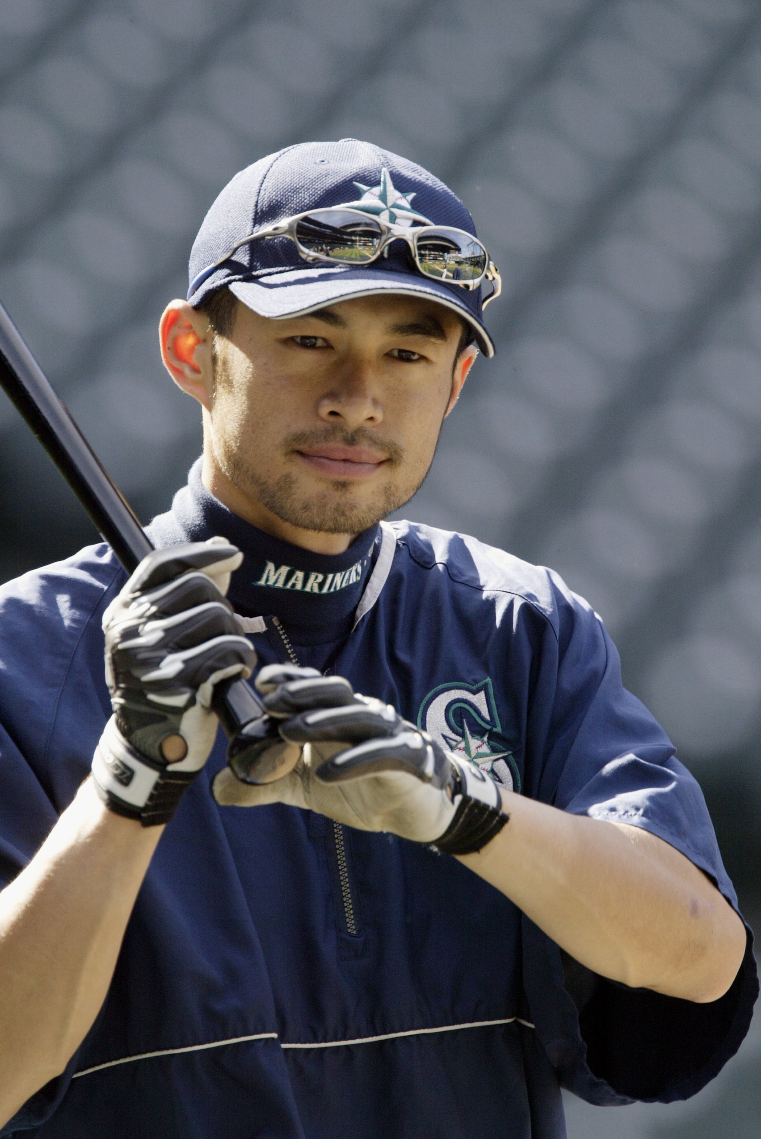 SEATTLE - JUNE 29:  Ichiro Suzuki #51 of the Seattle Mariners grips the bat during practice before the game against the Texas Rangers on June 29, 2004 at Safeco Field in Seattle, Washington. The Mariners won 4-3. (Photo by Otto Greule Jr/Getty Images)