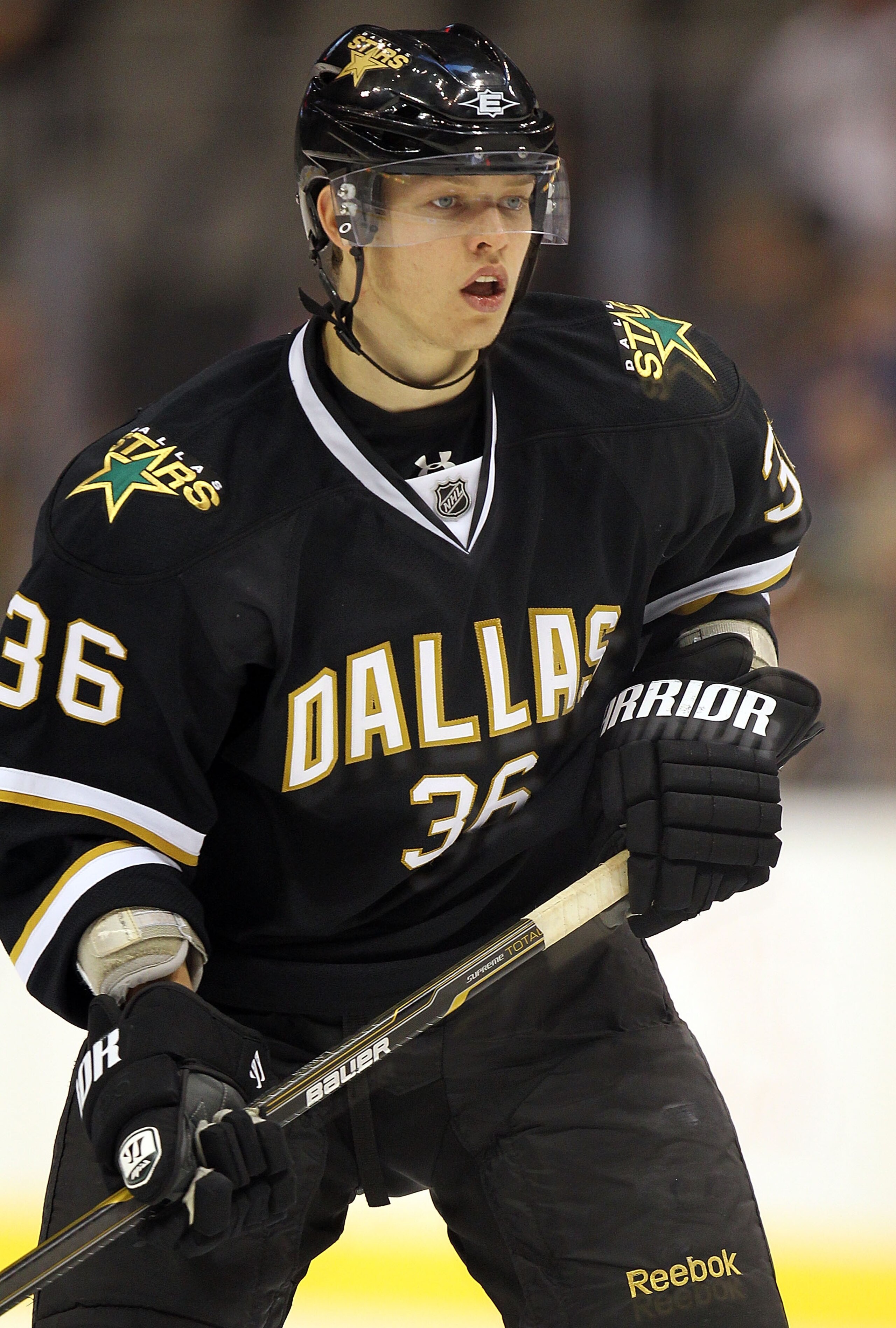 DALLAS - SEPTEMBER 21:  Defenseman Philip Larsen #36 of the Dallas Stars at American Airlines Center on September 21, 2010 in Dallas, Texas.  (Photo by Ronald Martinez/Getty Images)