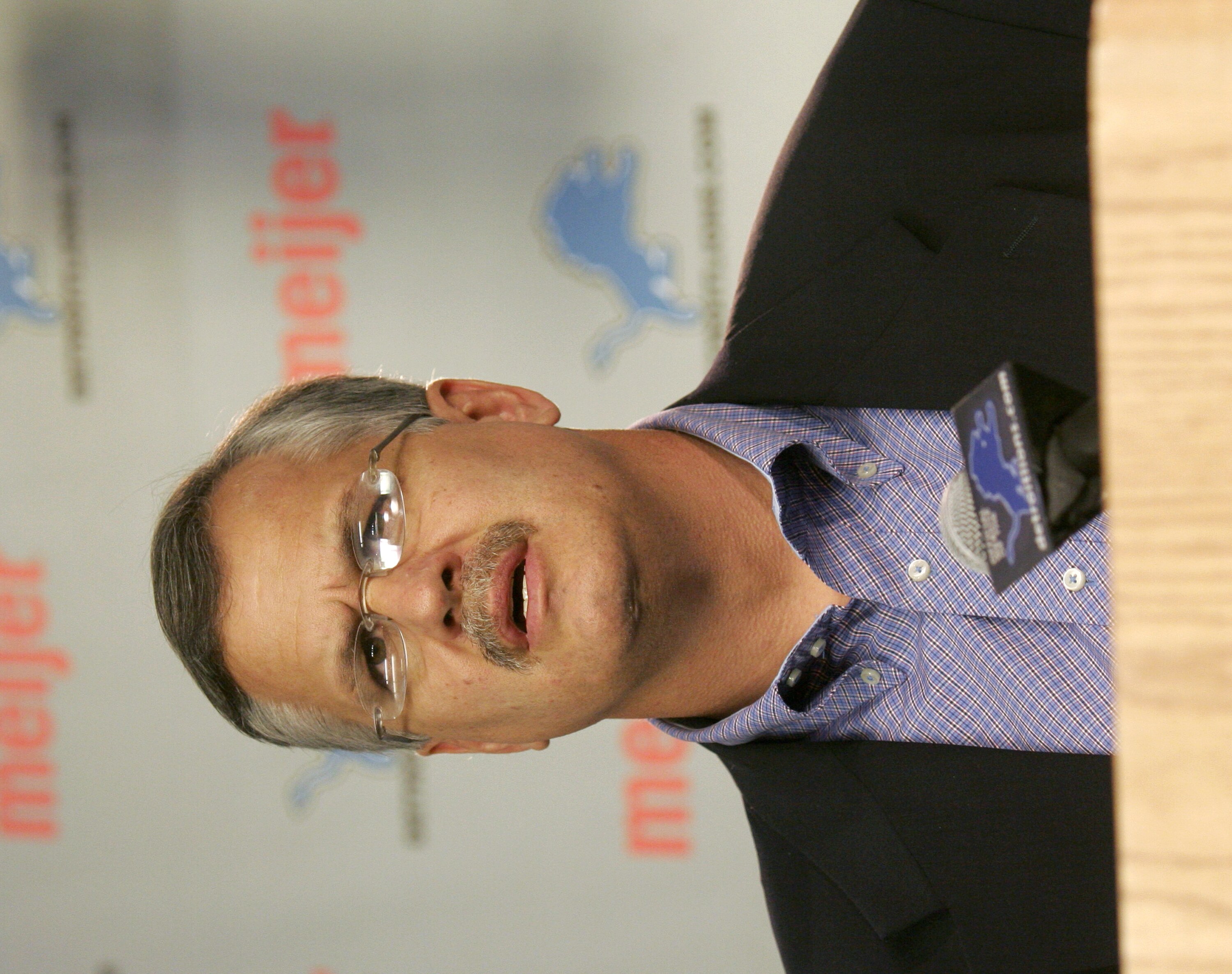 ALLEN PARK, MI - NOVEMBER 28:  President and CEO, Matt Millen of the Detroit Lions, speaks to the media during a press conference announcing head coach Steve Mariucci was let go and replaced on an interim basis by defensive coordinator, Dick Jauron on Nov