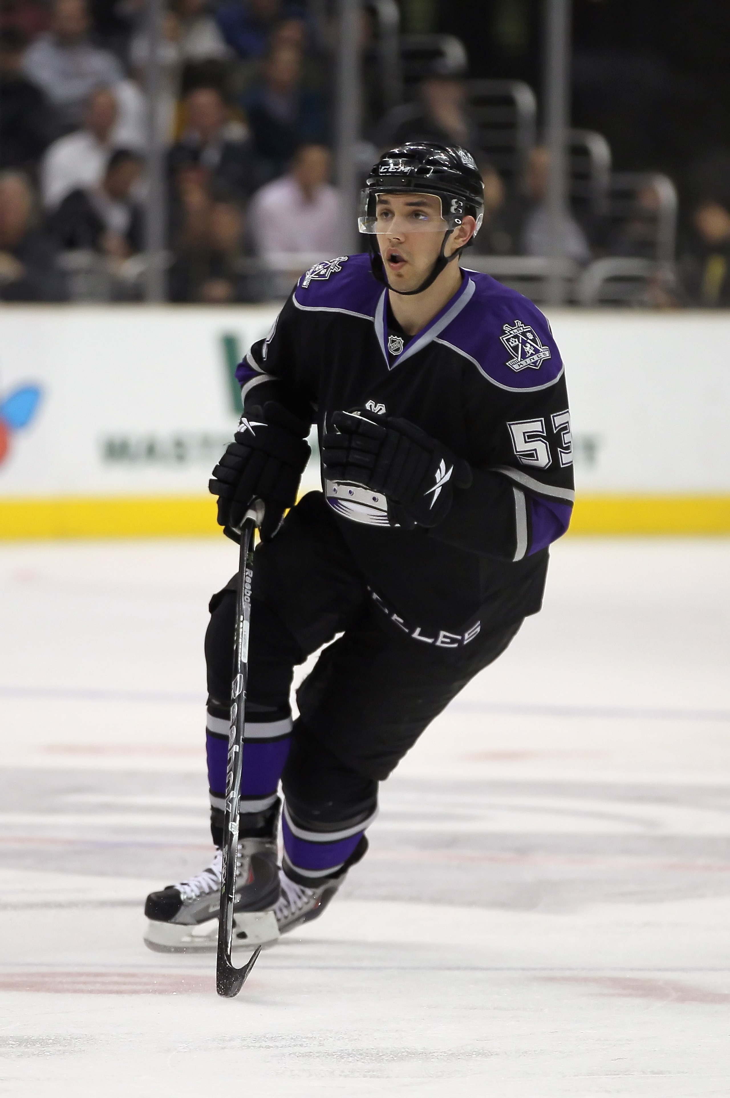 LOS ANGELES, CA - JANUARY 24:  Alec Martinez #53 of the Los Angeles Kings skates against the Boston Bruins at Staples Center on January 24, 2011 in Los Angeles, California.  (Photo by Jeff Gross/Getty Images)