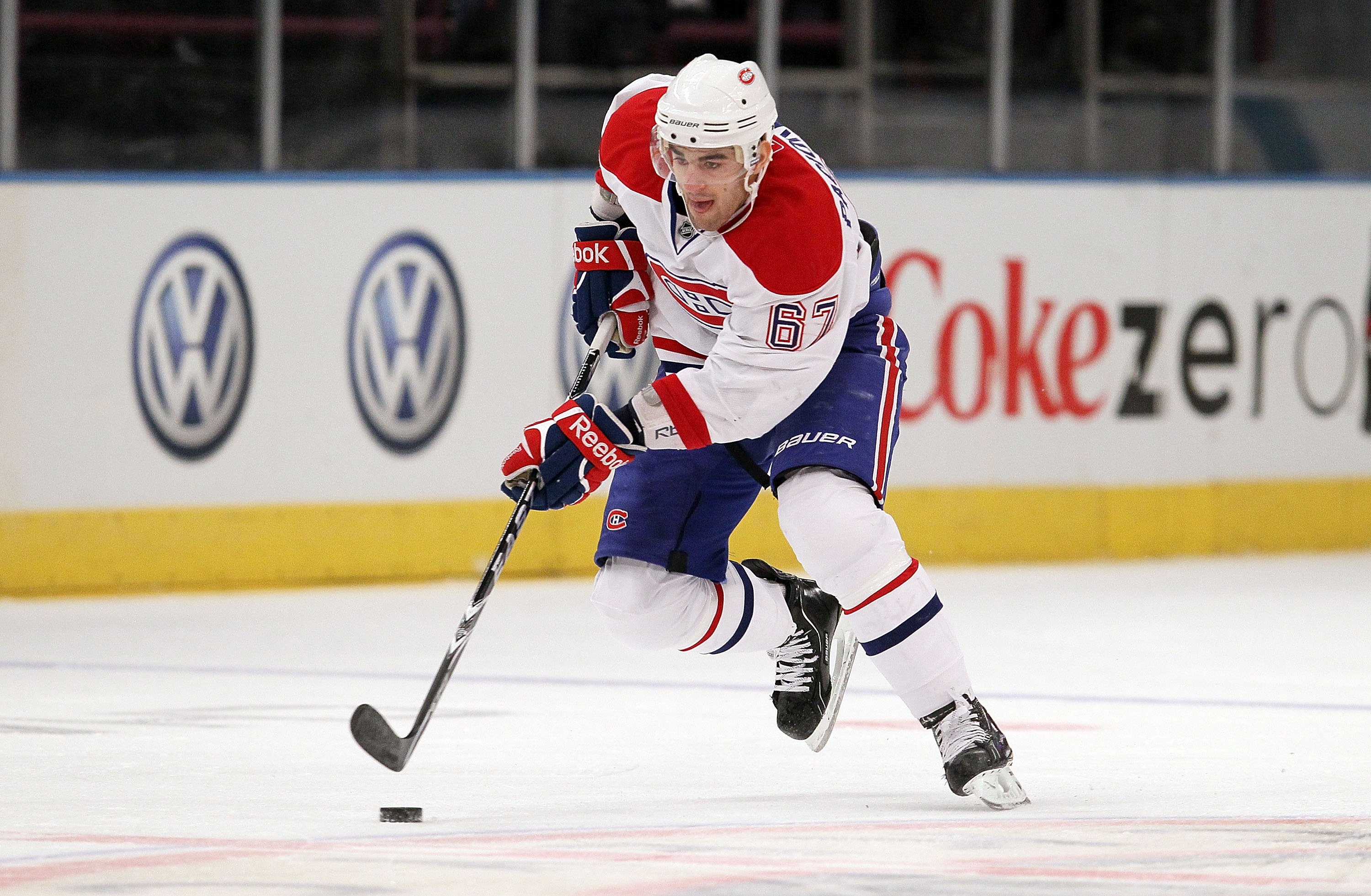 NEW YORK, NY - JANUARY 11: Max Pacioretty #67 of the Montreal Canadiens skates against the New York Rangers on January 11, 2011 at Madison Square Garden in New York City. Montreal defeated the Rangers 2-1. (Photo by Jim McIsaac/Getty Images)