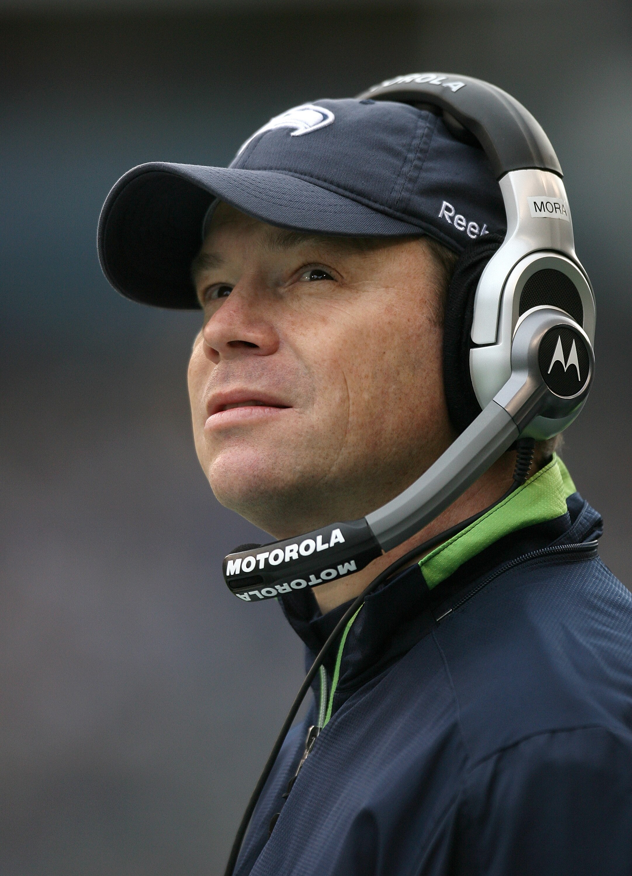 SEATTLE - JANUARY 03:  Head coach Jim Mora of the Seattle Seahawks looks on against the Tennessee Titans on January 3, 2010 at Qwest Field in Seattle, Washington. The Titans defeated the Seahawks 17-13. (Photo by Otto Greule Jr/Getty Images)
