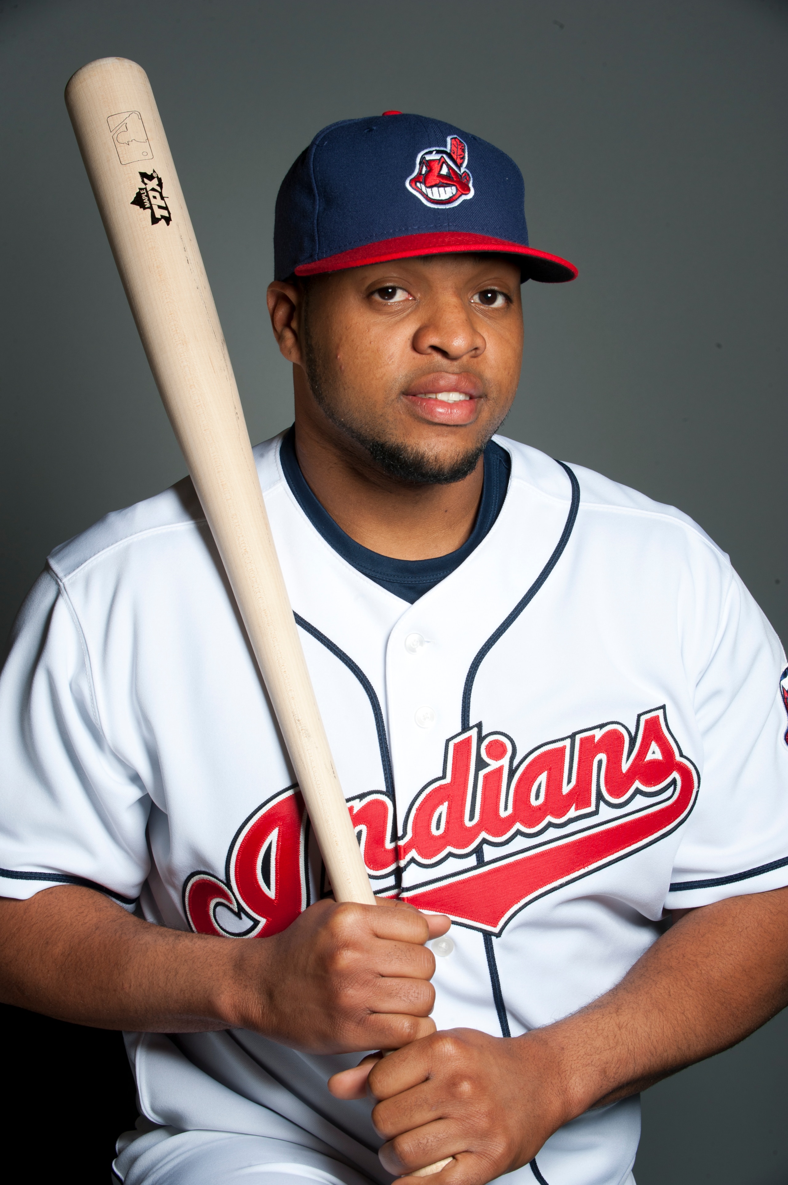 GOODYEAR, AZ - FEBRUARY 22: Carlos Santana #41of the Cleveland Indians poses during their photo day at the Cleveland Indians Spring Training Complex on February 22, 2011 in Goodyear, Arizona. (Photo by Rob Tringali/Getty Images)