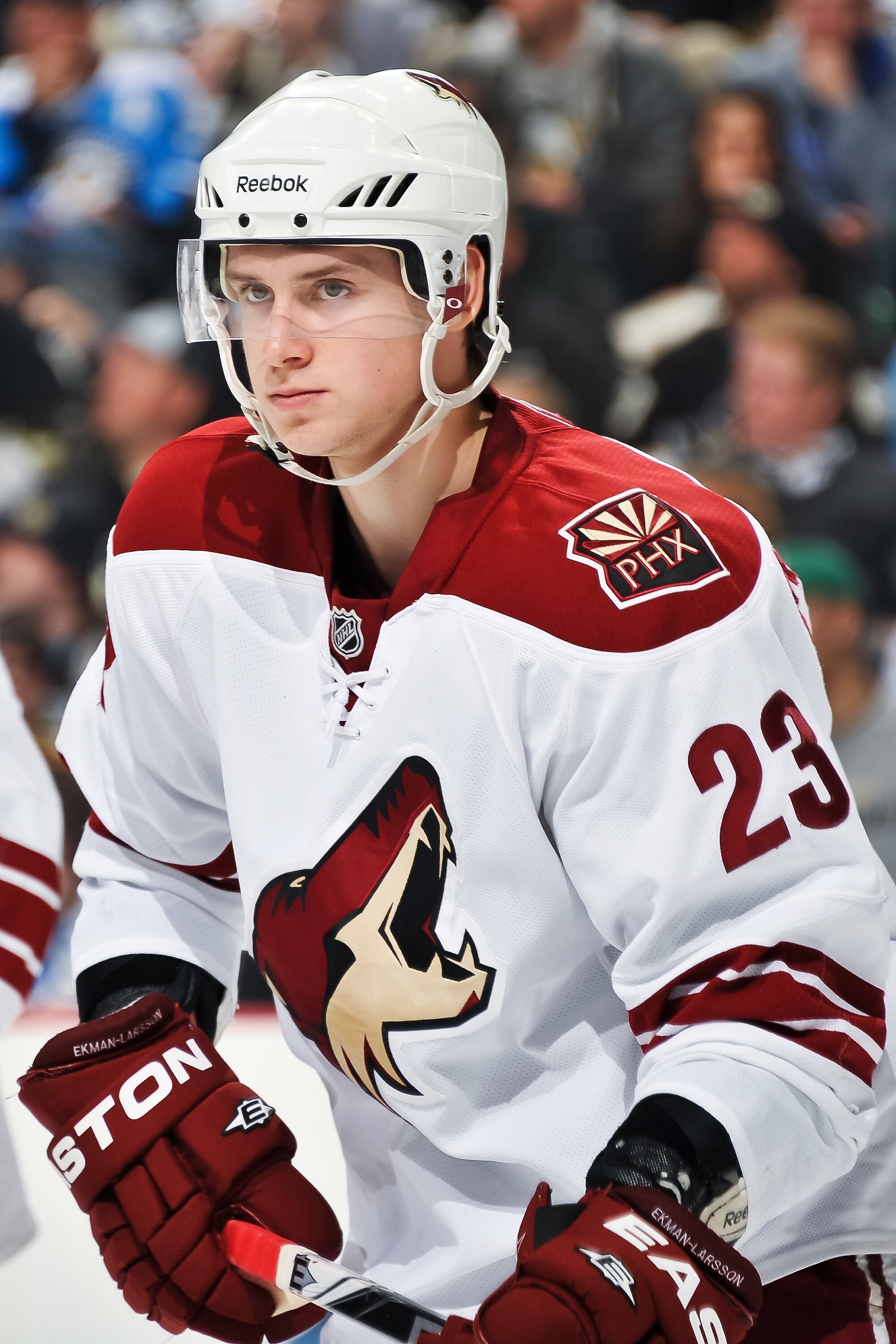 PITTSBURGH, PA - DECEMBER 20:  Oliver Ekman-Larsson #23 of the Phoenix Coyotes skates against the Pittsburgh Penguins on December 20, 2010 at CONSOL Energy Center in Pittsburgh, Pennsylvania.  (Photo by Jamie Sabau/Getty Images)