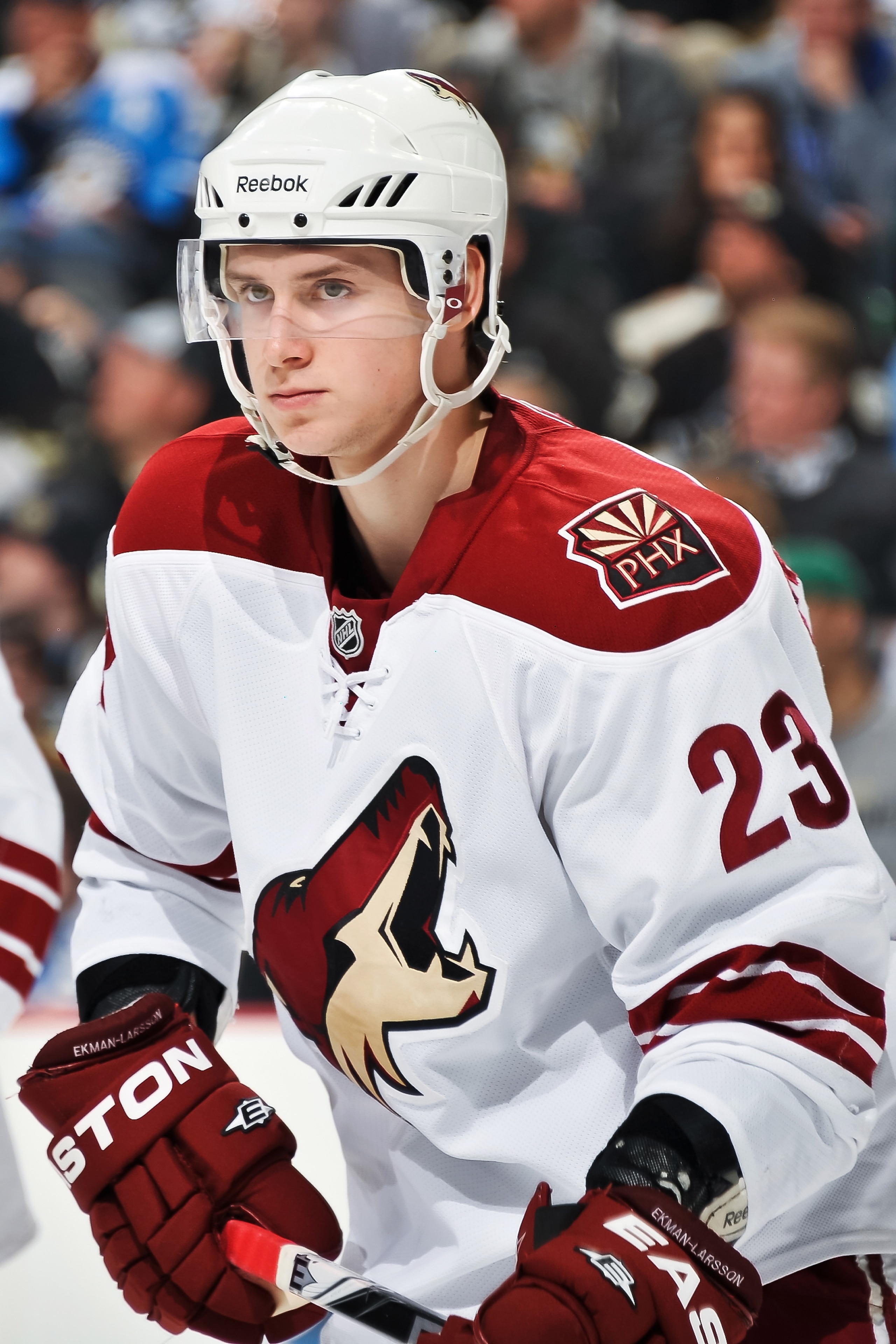PITTSBURGH, PA - DECEMBER 20:  Oliver Ekman-Larsson #23 of the Phoenix Coyotes skates against the Pittsburgh Penguins on December 20, 2010 at CONSOL Energy Center in Pittsburgh, Pennsylvania.  (Photo by Jamie Sabau/Getty Images)