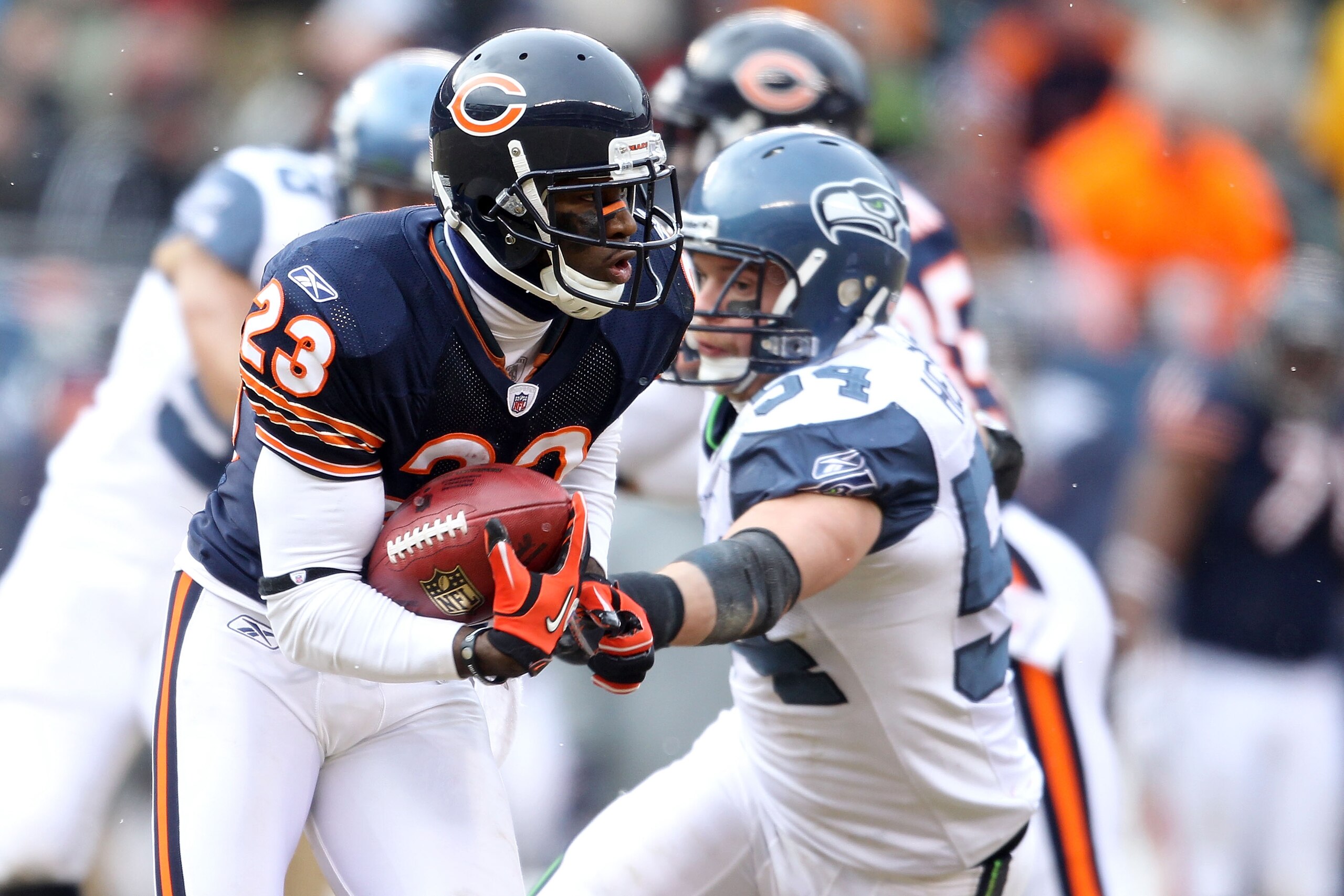 CHICAGO, IL - JANUARY 16: Devin Hester #23 of the Chicago Bears returns a kick against the Seattle Seahawks in the 2011 NFC divisional playoff game at Soldier Field on January 16, 2011 in Chicago, Illinois. (Photo by Andy Lyons/Getty Images) CHICAGO, IL - JANUARY 16: Devin Hester #23 of the Chicago Bears returns a kick against the Seattle Seahawks in the 2011 NFC divisional playoff game at Soldier Field on January 16, 2011 in Chicago, Illinois. (Photo by Andy Lyons/Getty Images)