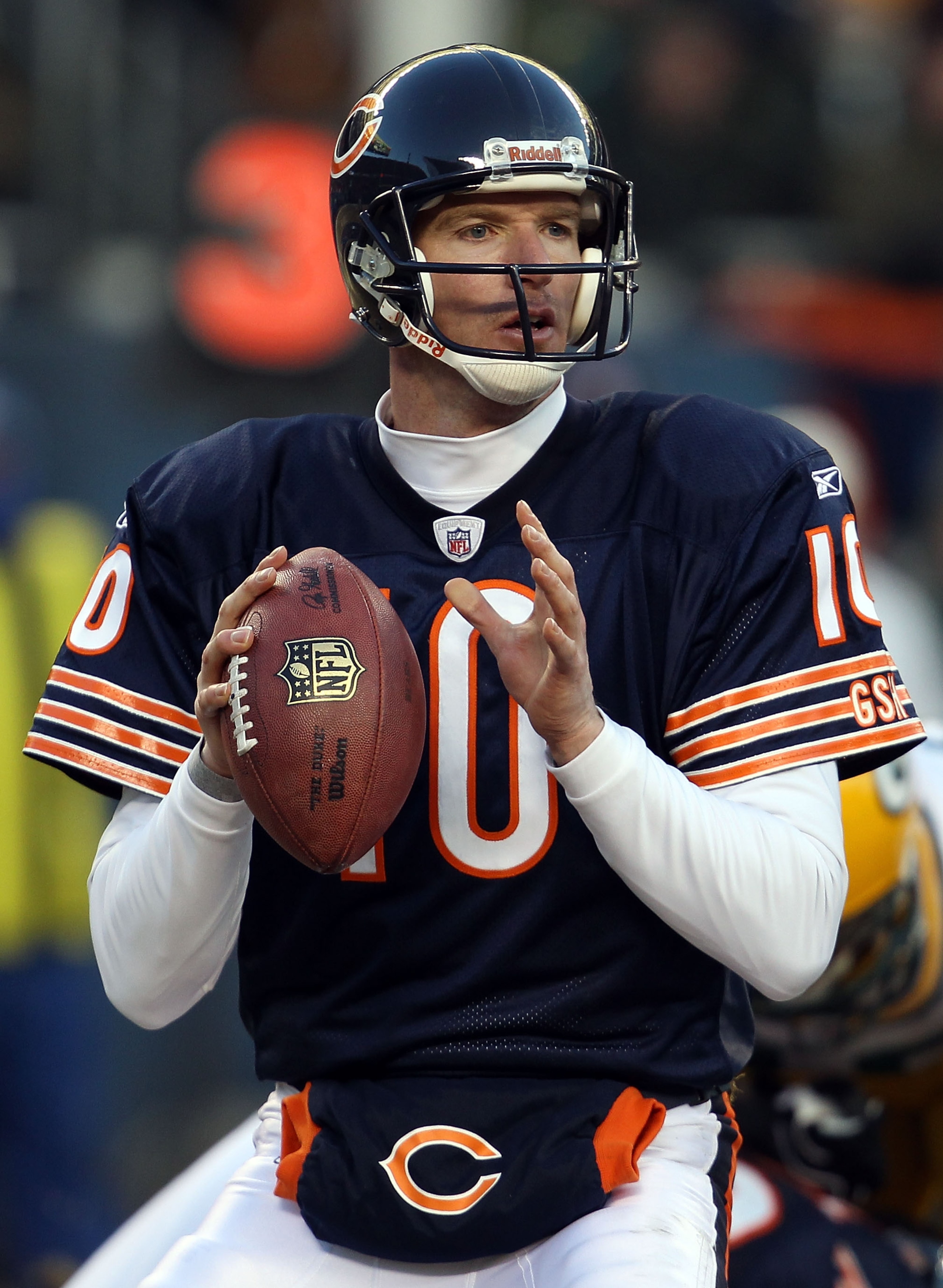 CHICAGO, IL - JANUARY 23: Todd Collins #10 of the Chicago Bears looks to pass against the Green Bay Packers in the NFC Championship Game at Soldier Field on January 23, 2011 in Chicago, Illinois. (Photo by Jonathan Daniel/Getty Images) CHICAGO, IL - JANUARY 23: Todd Collins #10 of the Chicago Bears looks to pass against the Green Bay Packers in the NFC Championship Game at Soldier Field on January 23, 2011 in Chicago, Illinois. (Photo by Jonathan Daniel/Getty Images)
