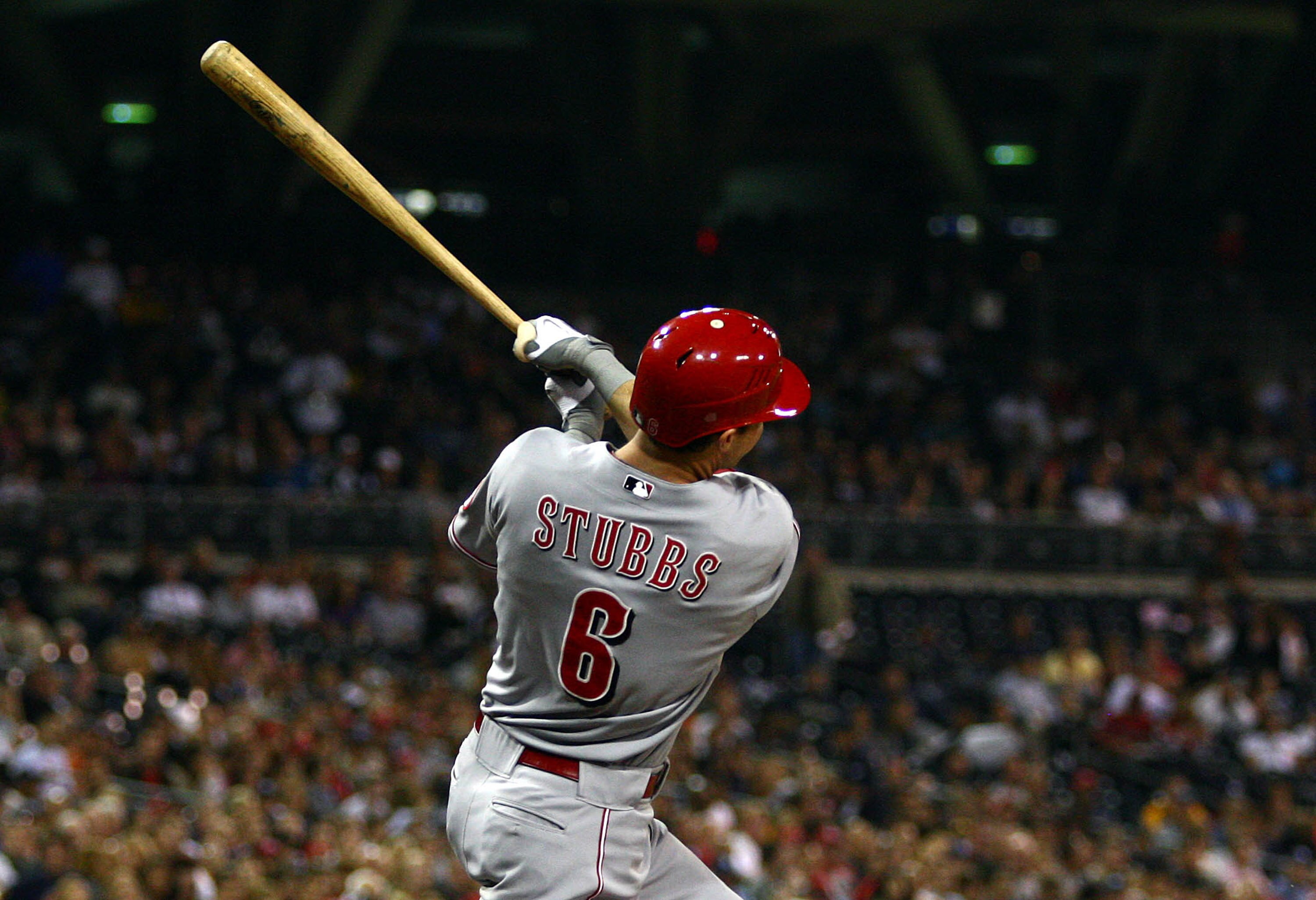 SAN DIEGO, CA - SEPTEMBER 24:  Drew Stubbs #6 of Cincinnati Reds hits a solo home run against the San Diego Padres during the second inning of their MLB game on September 24, 2010 at PETCO Park in San Diego, California. (Photo by Donald Miralle/Getty Imag
