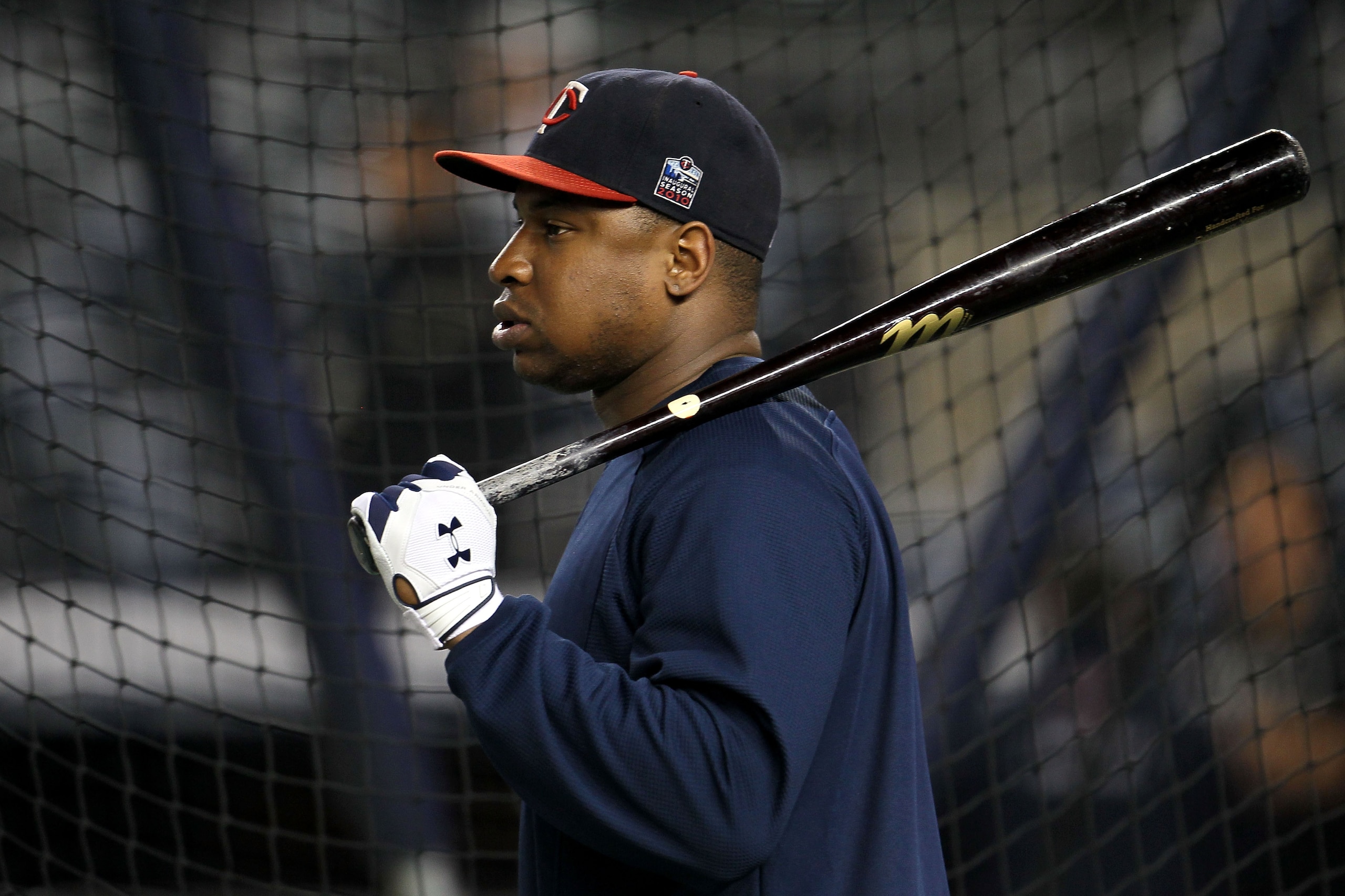 NEW YORK - OCTOBER 09: Delmon Young #21 of the Minnesota Twins looks on during batting practice against the New York Yankees during Game Three of the ALDS part of the 2010 MLB Playoffs at Yankee Stadium on October 9, 2010 in the Bronx borough of New York NEW YORK - OCTOBER 09: Delmon Young #21 of the Minnesota Twins looks on during batting practice against the New York Yankees during Game Three of the ALDS part of the 2010 MLB Playoffs at Yankee Stadium on October 9, 2010 in the Bronx borough of New York