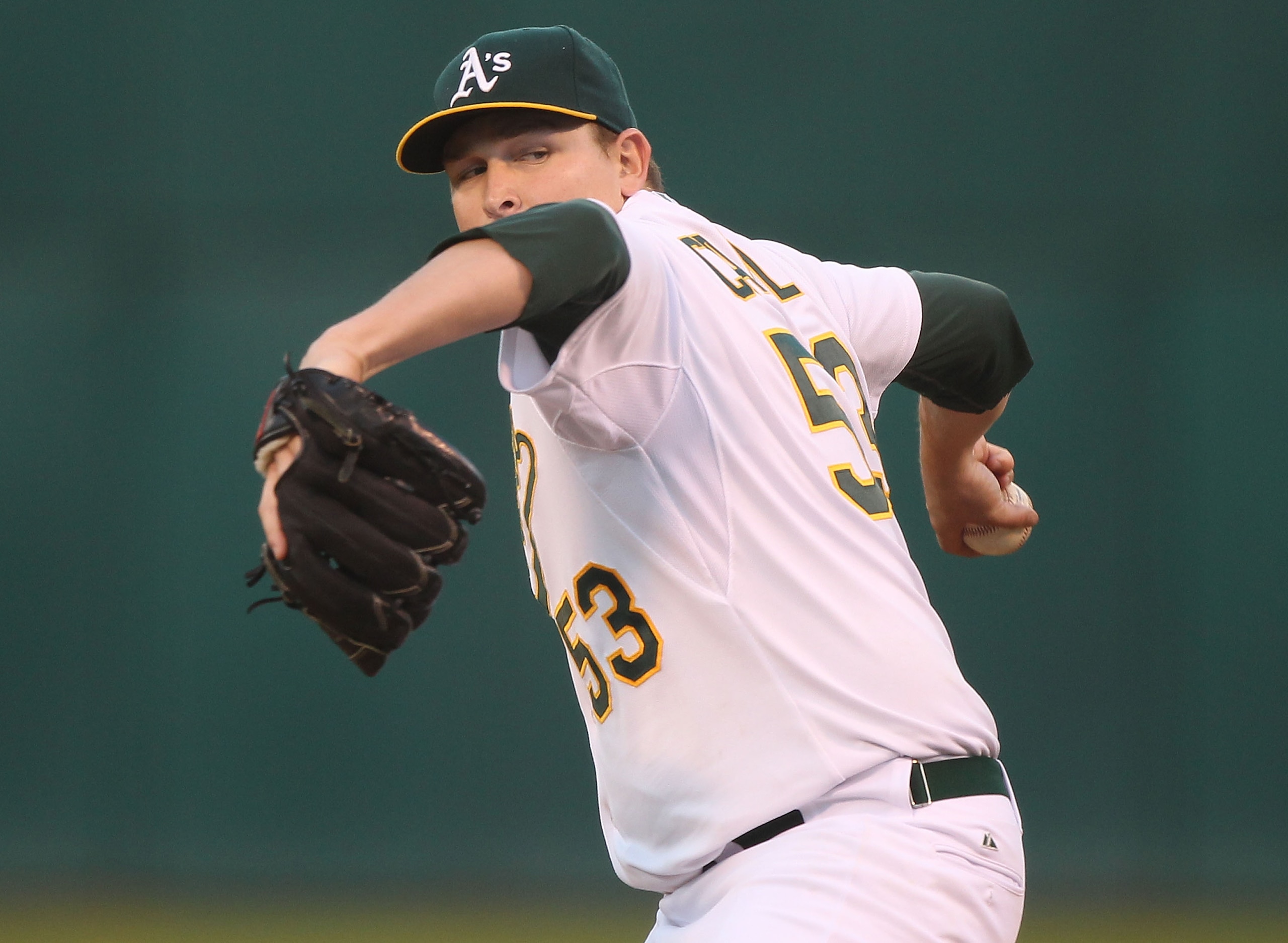 OAKLAND, CA - AUGUST 19: Trevor Cahill #53 of the Oakland Athletics pitches against the Tampa Bay Rays during an MLB game at the Oakland-Alameda County Coliseum on August 19, 2010 in Oakland, California. (Photo by Jed Jacobsohn/Getty Images) OAKLAND, CA - AUGUST 19: Trevor Cahill #53 of the Oakland Athletics pitches against the Tampa Bay Rays during an MLB game at the Oakland-Alameda County Coliseum on August 19, 2010 in Oakland, California. (Photo by Jed Jacobsohn/Getty Images)