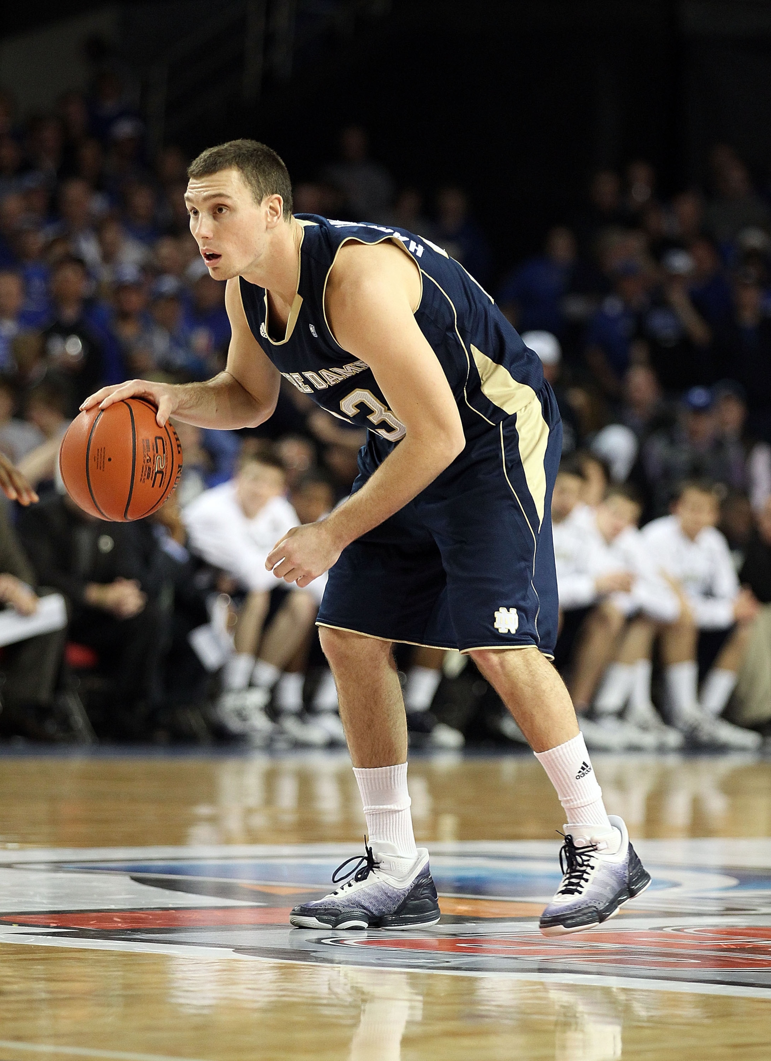 LOUISVILLE, KY - DECEMBER 08: Ben Hansbrough #23 of the Notre Dame Fighting Irish dribbles the ball during the game against the Kentucky Wildcats in the 2010 DIRECTV SEC/BIG EAST Invitational at Freedom Hall on December 8, 2010 in Louisville, Kentucky. LOUISVILLE, KY - DECEMBER 08: Ben Hansbrough #23 of the Notre Dame Fighting Irish dribbles the ball during the game against the Kentucky Wildcats in the 2010 DIRECTV SEC/BIG EAST Invitational at Freedom Hall on December 8, 2010 in Louisville, Kentucky.
