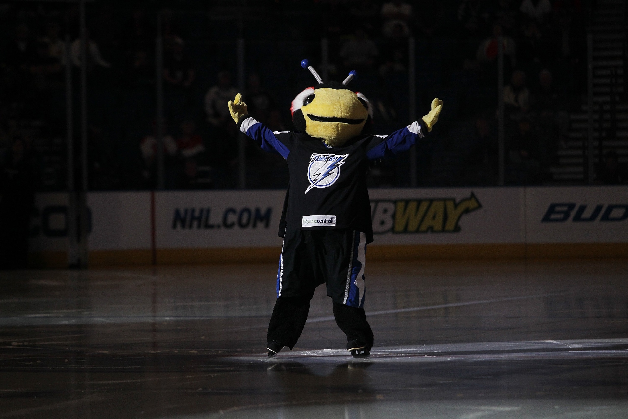 TAMPA, FL - JANUARY 27: The Tampa Bay Lightning mascot Thunderbug enetertains fan before the Lightning game against the Montreal Canadiens of the Tampa Bay Lightning at the St. Pete Times Forum on January 27, 2010 in Tampa, Florida. (Photo by Bruce Bennet