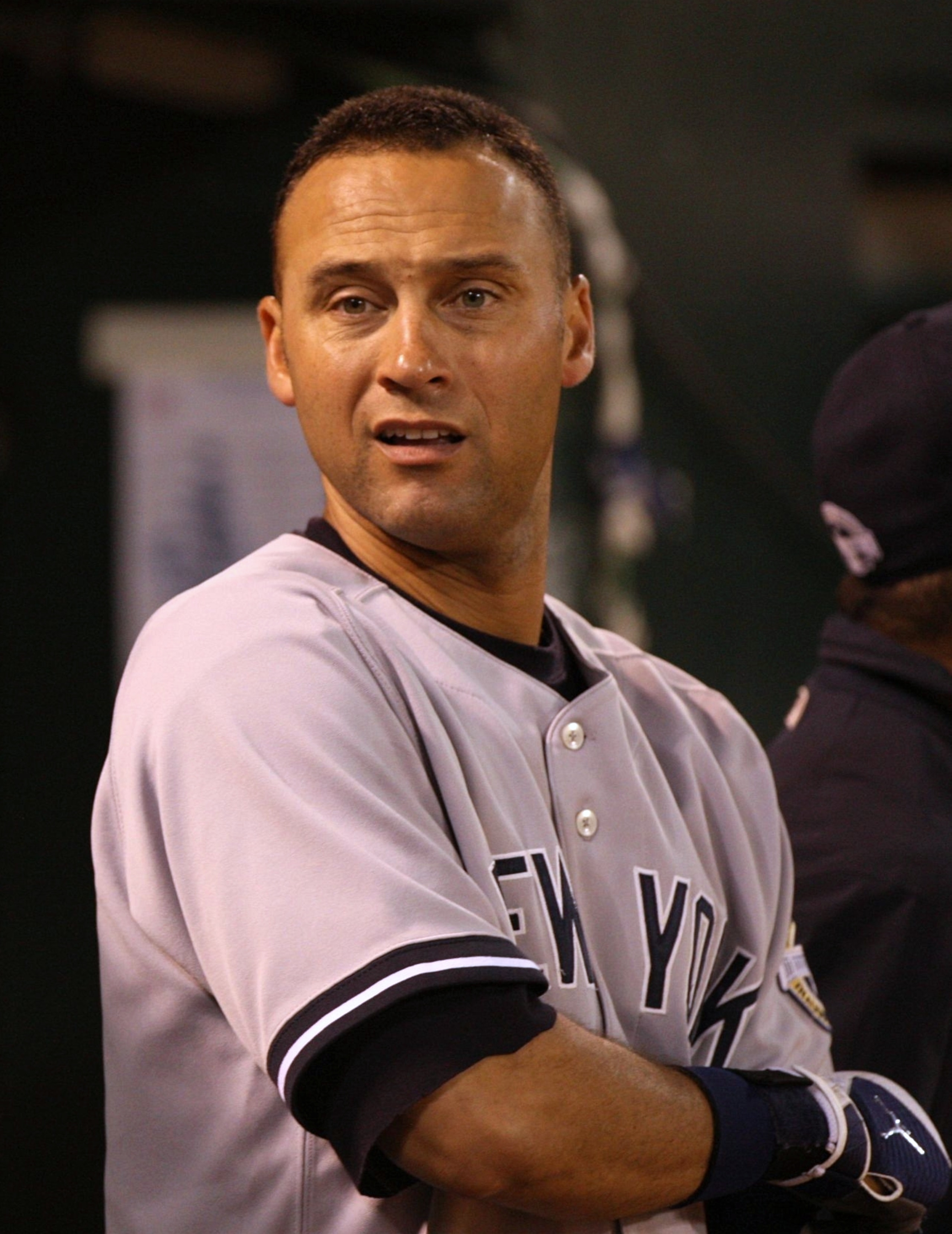 OAKLAND, CA - AUGUST 17:  Derek Jeter #2 of the New York Yankees looks on dejected from the dugout in the ninth inning against the Oakland Athletics during the Major League Baseball game at the Oakland Coliseum on August 17, 2009 in Oakland, California. (