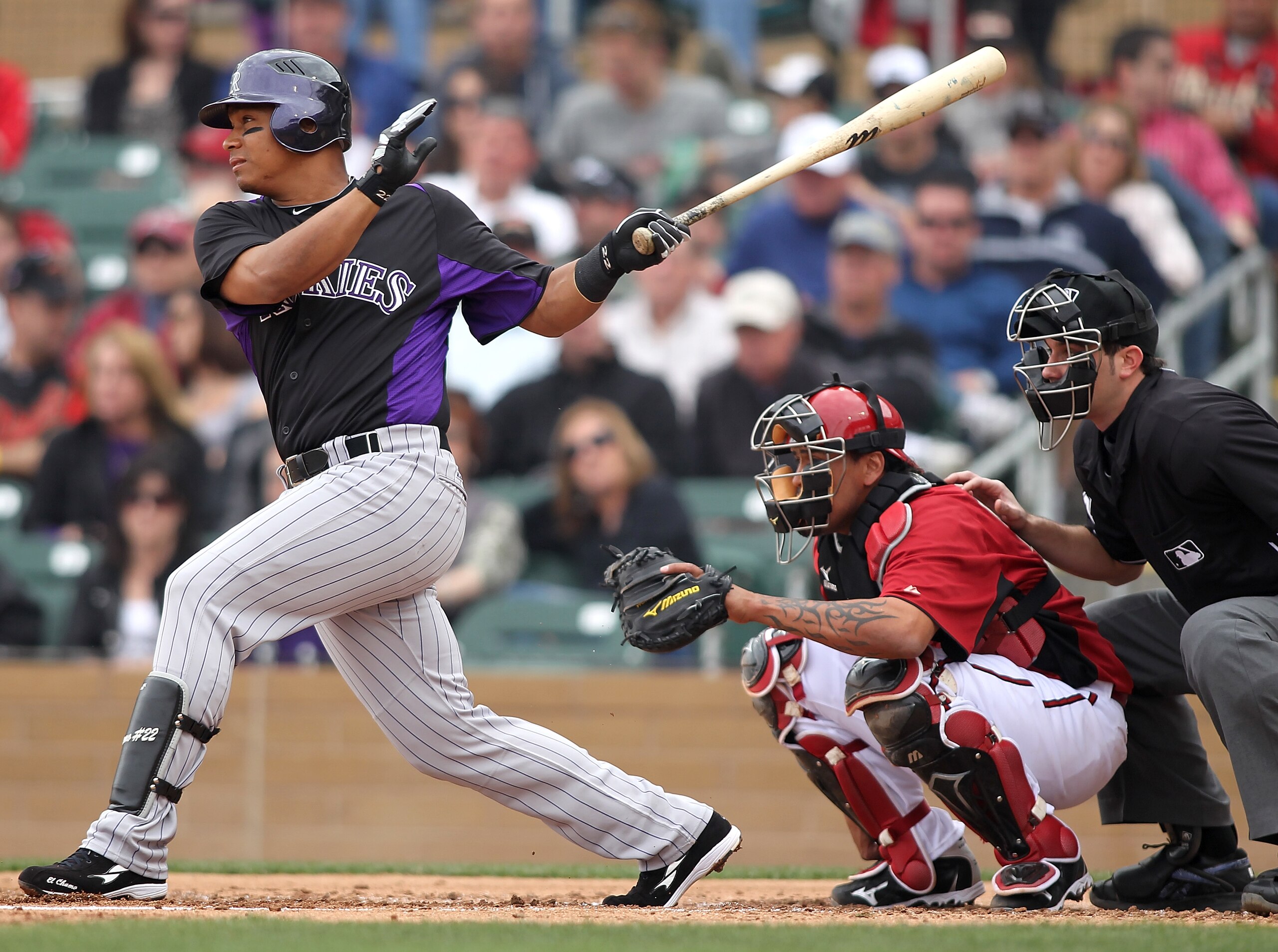 SCOTTSDALE, AZ - FEBRUARY 26: Jose Lopez #22 of the Colorado Rockies swings against the Arizona Diamondbacks at Salt River Fields on February 26, 2011 in Scottsdale, Arizona.. (Photo by Jonathan Ferrey/Getty Images) SCOTTSDALE, AZ - FEBRUARY 26: Jose Lopez #22 of the Colorado Rockies swings against the Arizona Diamondbacks at Salt River Fields on February 26, 2011 in Scottsdale, Arizona.. (Photo by Jonathan Ferrey/Getty Images)