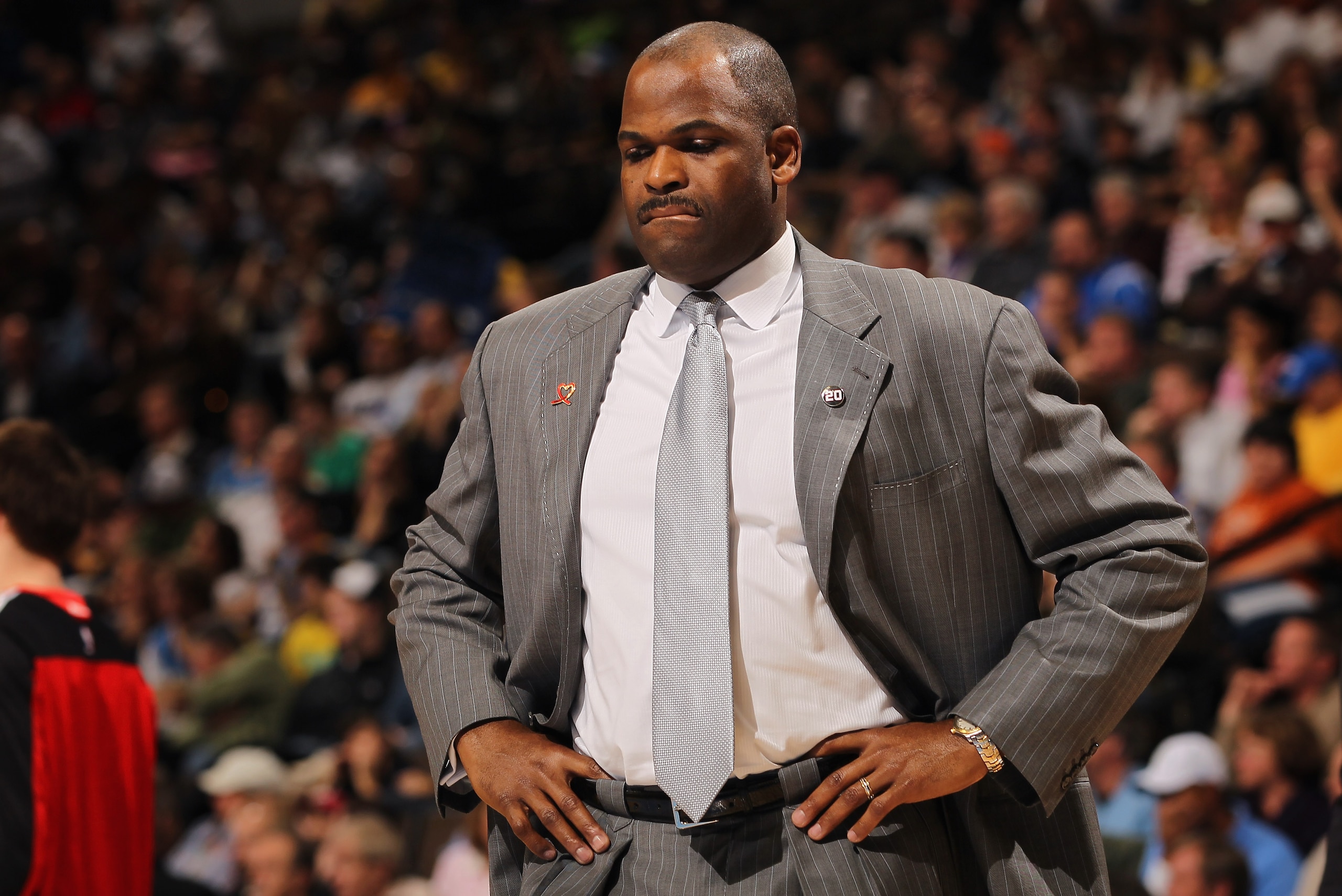 DENVER - DECEMBER 28:  Head coach Nate McMillan of the Portland Trail Blazers looks on during a time out against the Denver Nuggets at Pepsi Center on December 28, 2010 in Denver, Colorado. The Nuggets defeated the Blazers 95-77. NOTE TO USER: User expres