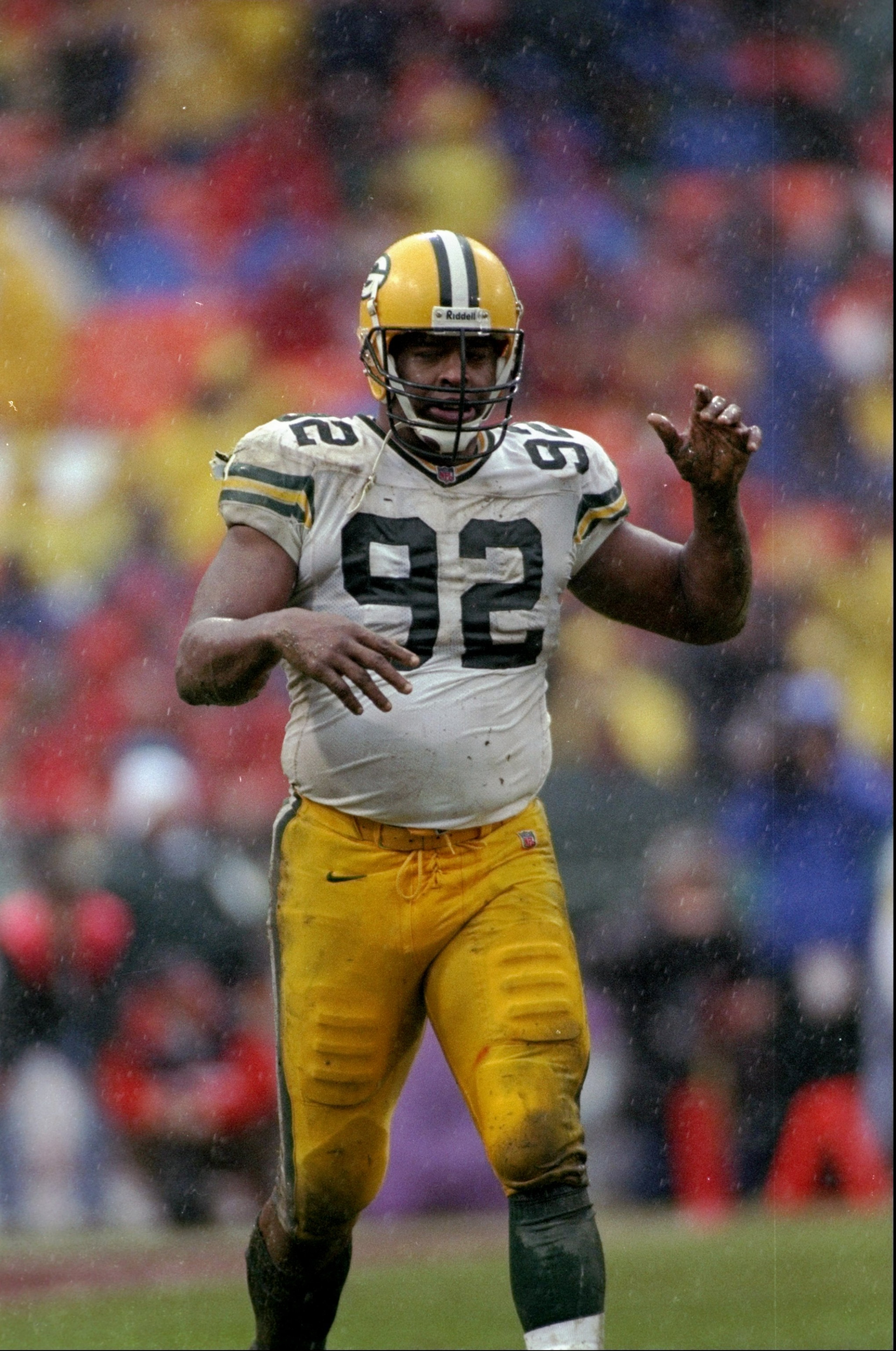 11 Jan 1998:  Defensive end Reggie White #92 of the Green Bay Packers during the Packers 23-10 NFC Championship Game win over the San Francisco 49ers at 3Com Park in San Francisco, California. Mandatory Credit: Jed Jacobsohn  /Allsport