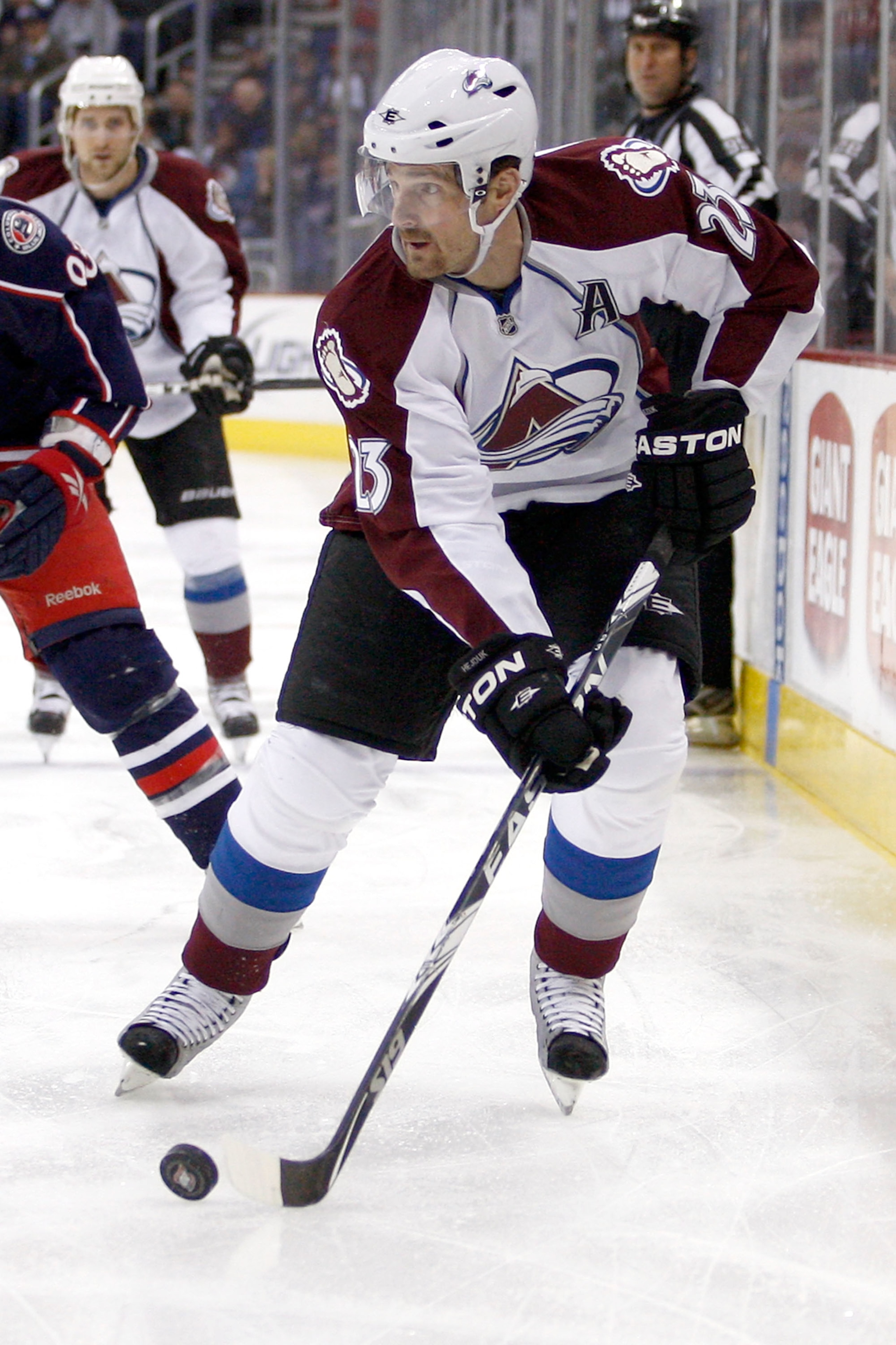 COLUMBUS, OH - FEBRUARY 11:  Milan Hejduk #23 of the Colorado Avalanche skates with the puck during a game against the Columbus Blue Jackets on February 11, 2011 at Nationwide Arena in Columbus, Ohio. (Photo by John Grieshop/Getty Images)