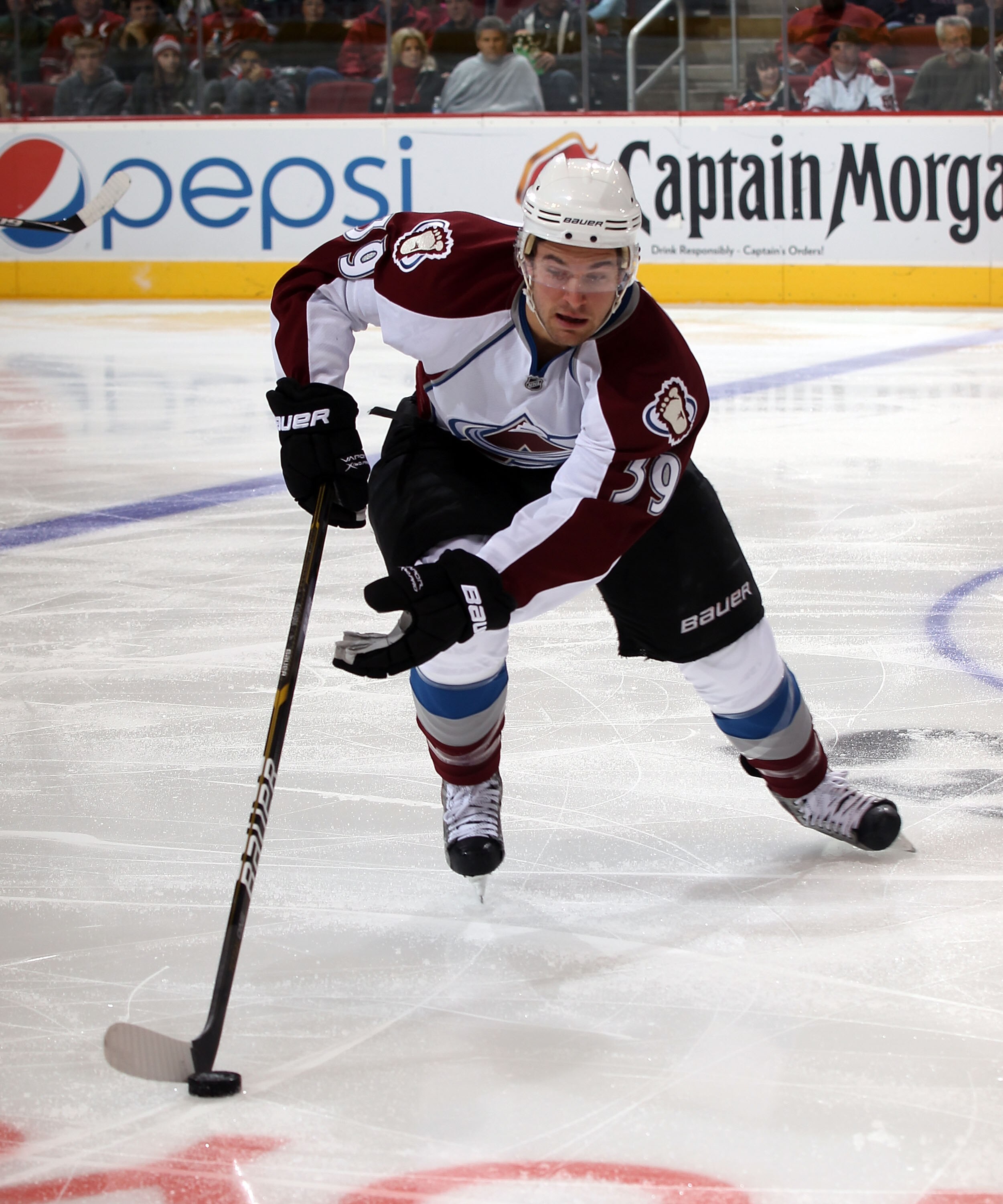 GLENDALE, AZ - FEBRUARY 07: T.J. Galiardi #39 of the Colorado Avalanche skates against the Phoenix Coyotes at the Jobing.com Arena on February 7, 2011 in Glendale, Arizona.  (Photo by Bruce Bennett/Getty Images)