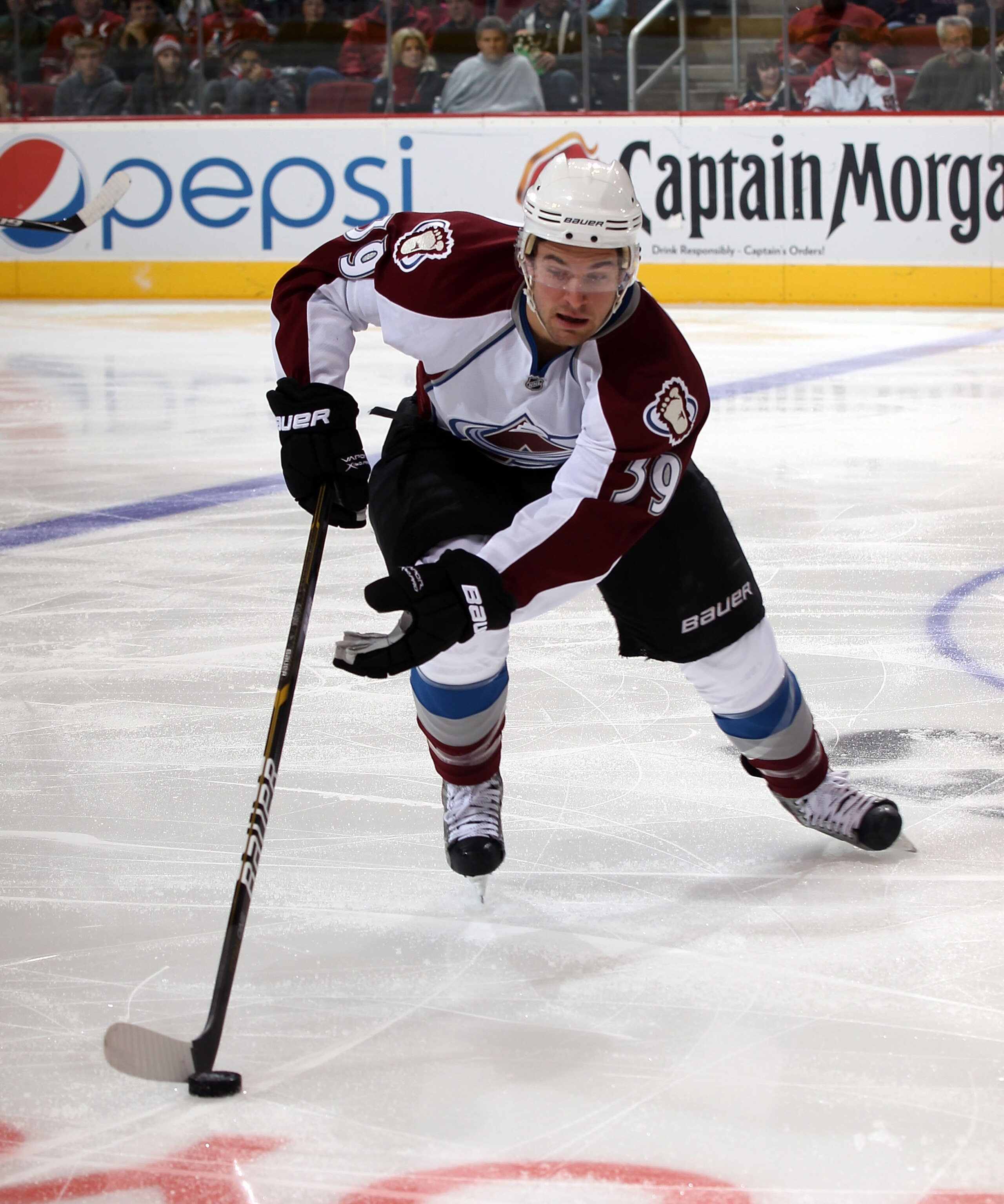 GLENDALE, AZ - FEBRUARY 07: T.J. Galiardi #39 of the Colorado Avalanche skates against the Phoenix Coyotes at the Jobing.com Arena on February 7, 2011 in Glendale, Arizona.  (Photo by Bruce Bennett/Getty Images)