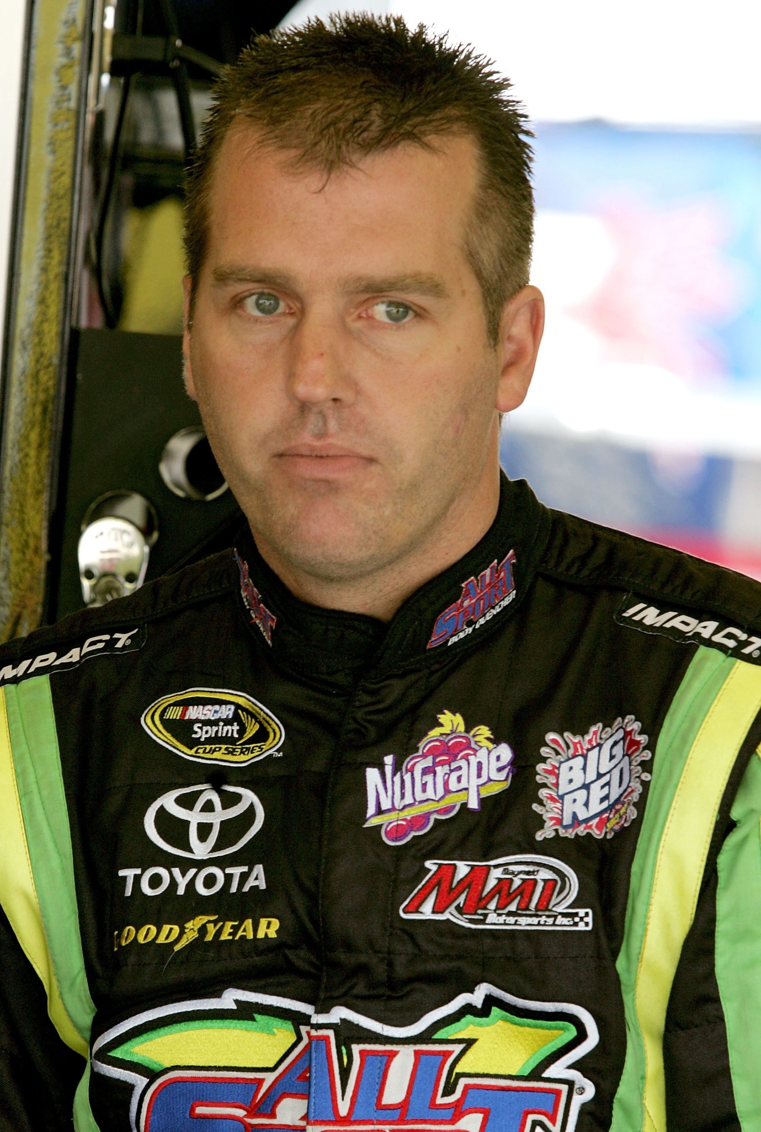 DARLINGTON, SC - MAY 08: Jeremy Mayfield, driver of the #41 SmallSponsor.com Toyota, stands in the garage during practice for the NASCAR Sprint Cup Series Southern 500 on May 8, 2009 at Darlington Raceway in Darlington, South Carolina.  (Photo by Jerry Ma