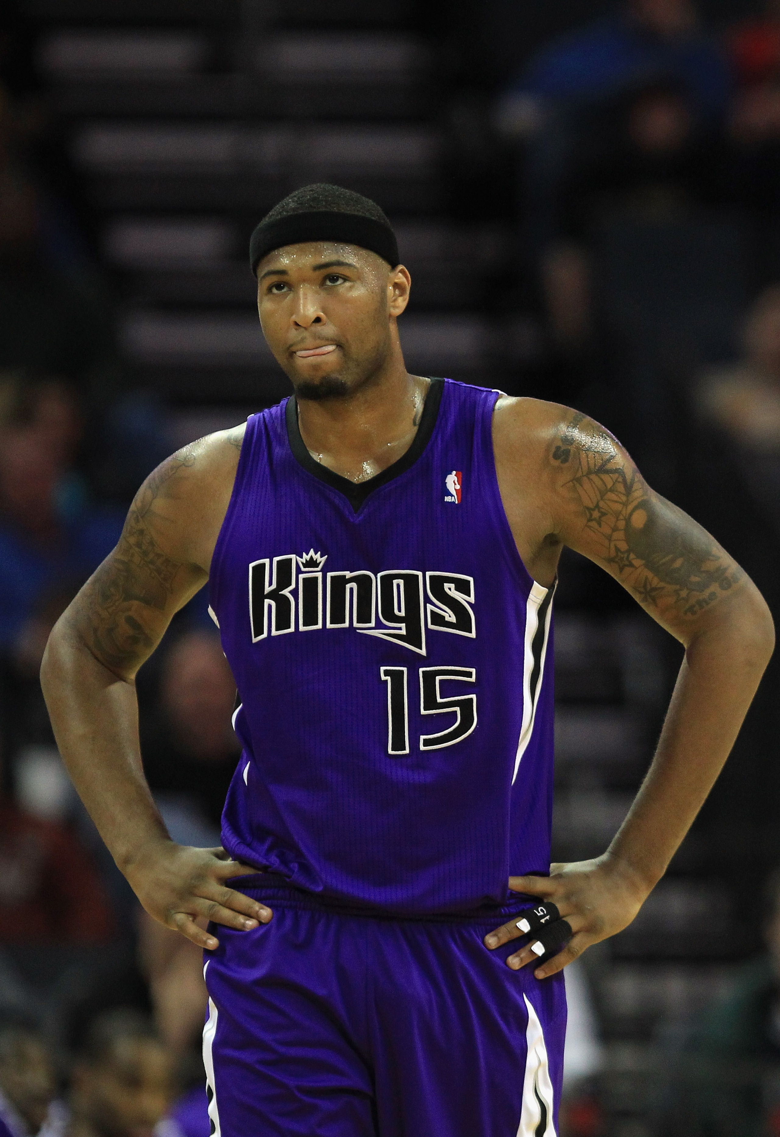 CHARLOTTE, NC - FEBRUARY 25:  DeMarcus Cousins #15 of the Sacramento Kings walks down the court against the Charlotte Bobcats during their game at Time Warner Cable Arena on February 25, 2011 in Charlotte, North Carolina. NOTE TO USER: User expressly ackn