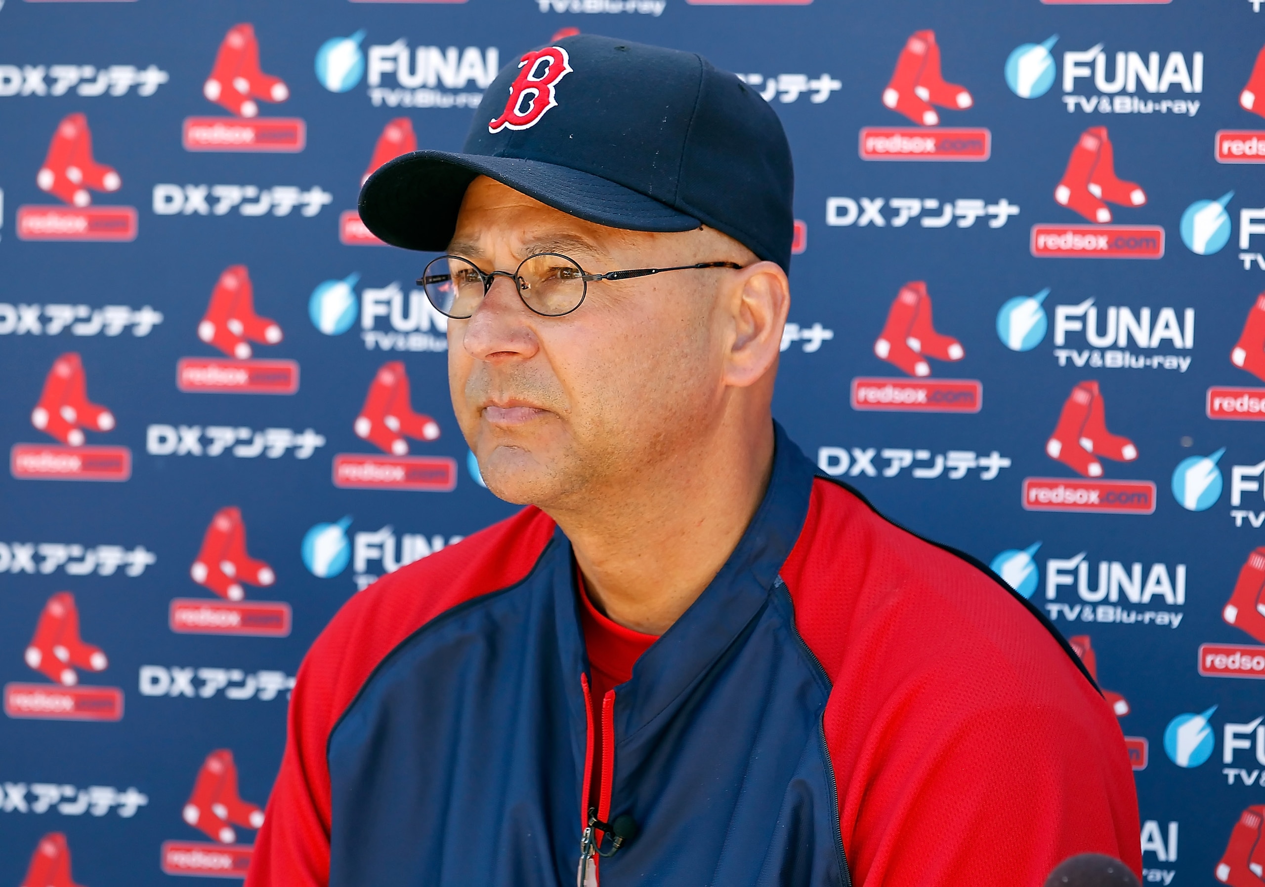 FORT MYERS, FL - FEBRUARY 19:  Manager Terry Francona of the Boston Red Sox talks with the media during a Spring Training Workout Session at the Red Sox Player Development Complex on February 19, 2011 in Fort Myers, Florida.  (Photo by J. Meric/Getty Imag