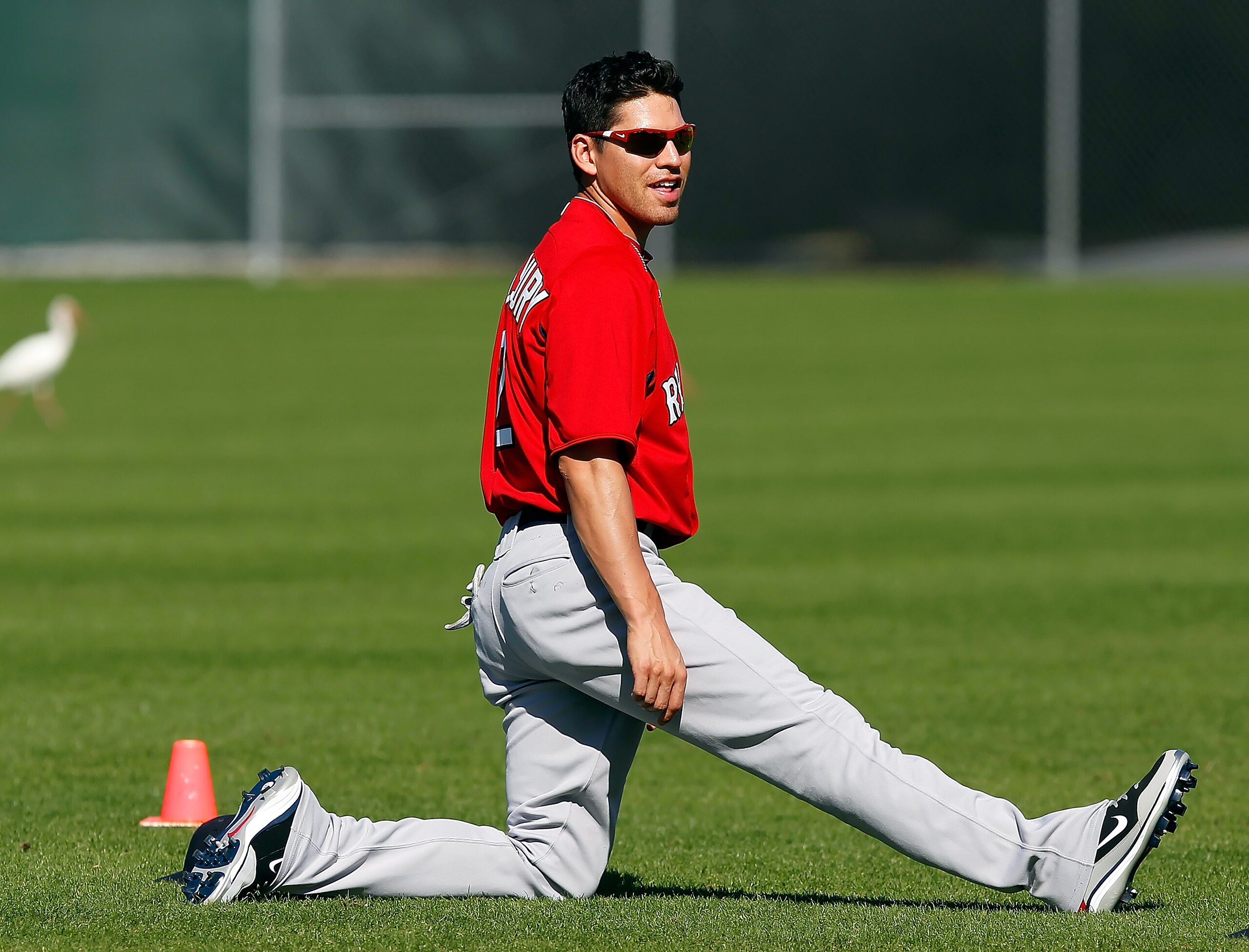 FORT MYERS, FL - FEBRUARY 19:  Outfielder Jacoby Ellsbury #2 of the Boston Red Sox stretches during a Spring Training Workout Session at the Red Sox Player Development Complex on February 19, 2011 in Fort Myers, Florida.  (Photo by J. Meric/Getty Images)