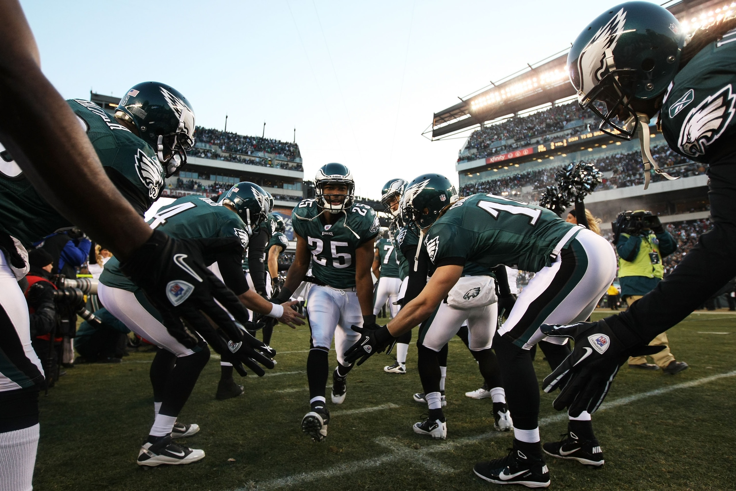 PHILADELPHIA, PA - JANUARY 09:  LeSean McCoy #25 of the Philadelphia Eagles takes the field before playing against the Green Bay Packers in the 2011 NFC wild card playoff game at Lincoln Financial Field on January 9, 2011 in Philadelphia, Pennsylvania.  (