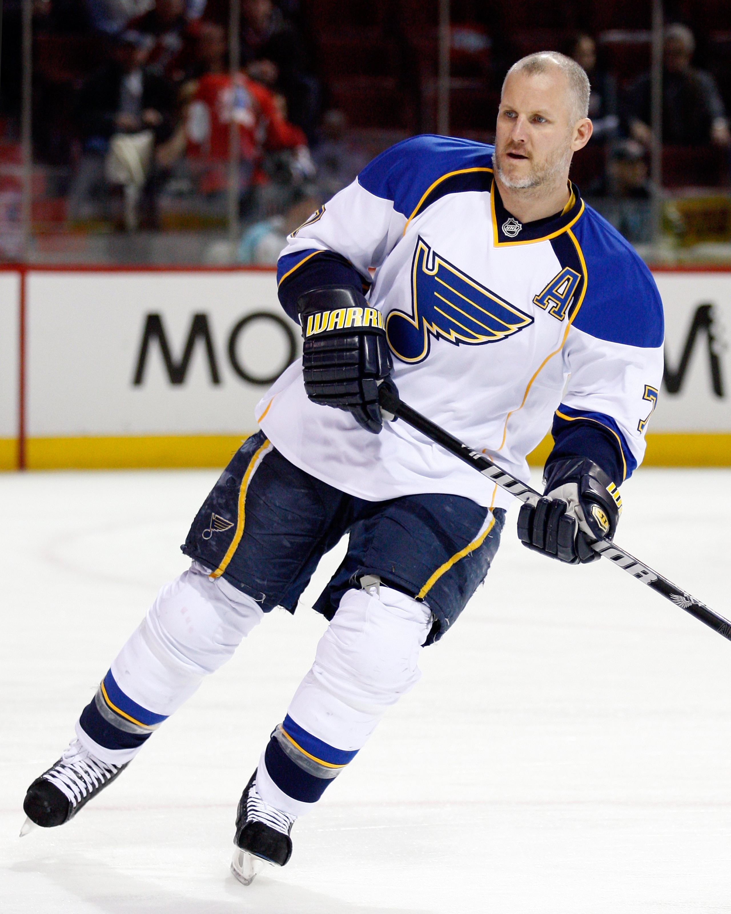 MONTREAL- JANUARY 20:  Keith Tkachuk #7 of the St. Louis Blues skates during the warm up period prior to facing the Montreal Canadiens in their NHL game on January 20, 2010 at the Bell Centre in Montreal, Quebec, Canada.  The Blues defeated the Canadiens 