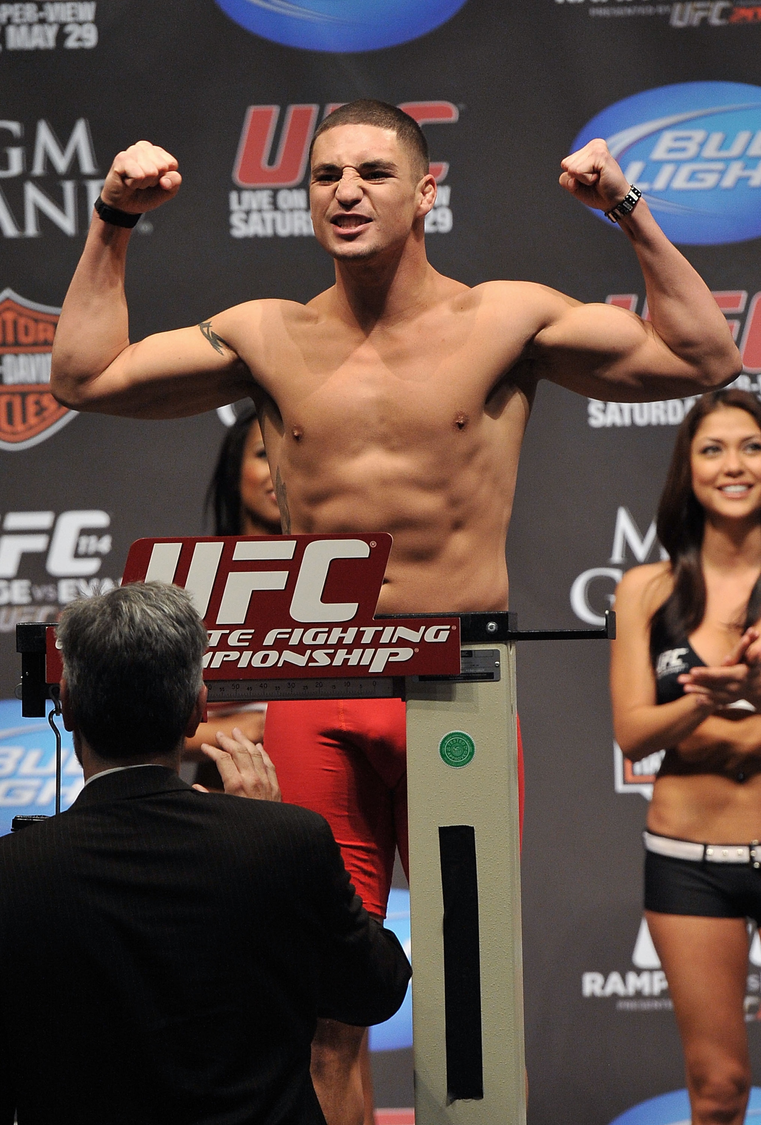 LAS VEGAS - MAY 28:  UFC fighter Diego Sanchez weighs in for his fight against UFC fighter John Hathaway at UFC 114: Rampage versus Rashad at the Mandalay Bay Hotel on May 28, 2010 in Las Vegas, Nevada.  (Photo by Jon Kopaloff/Getty Images)