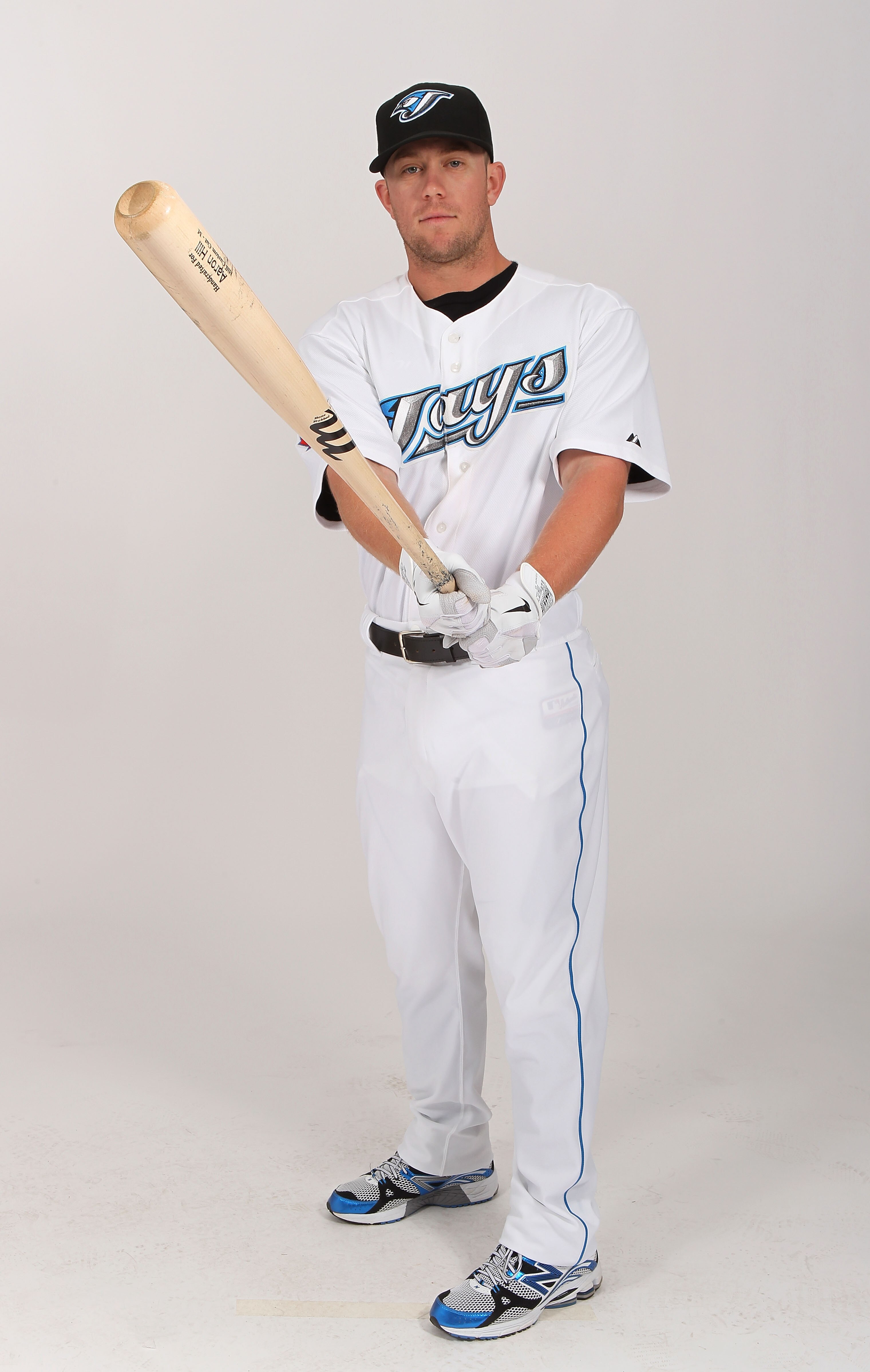 DUNEDIN, FL - FEBRUARY 20:  Aaron Hill #2  of the Toronto Blue Jays poses during photo day at Florida Auto Exchange Stadium on February 20, 2011 in Dunedin, Florida.  (Photo by Nick Laham/Getty Images)