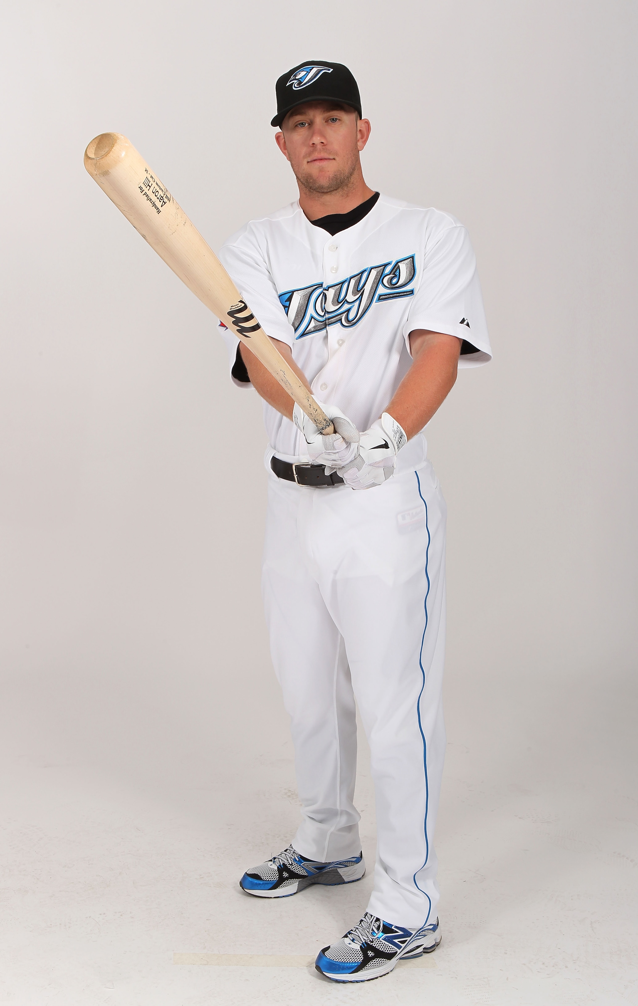 DUNEDIN, FL - FEBRUARY 20:  Aaron Hill #2  of the Toronto Blue Jays poses during photo day at Florida Auto Exchange Stadium on February 20, 2011 in Dunedin, Florida.  (Photo by Nick Laham/Getty Images)