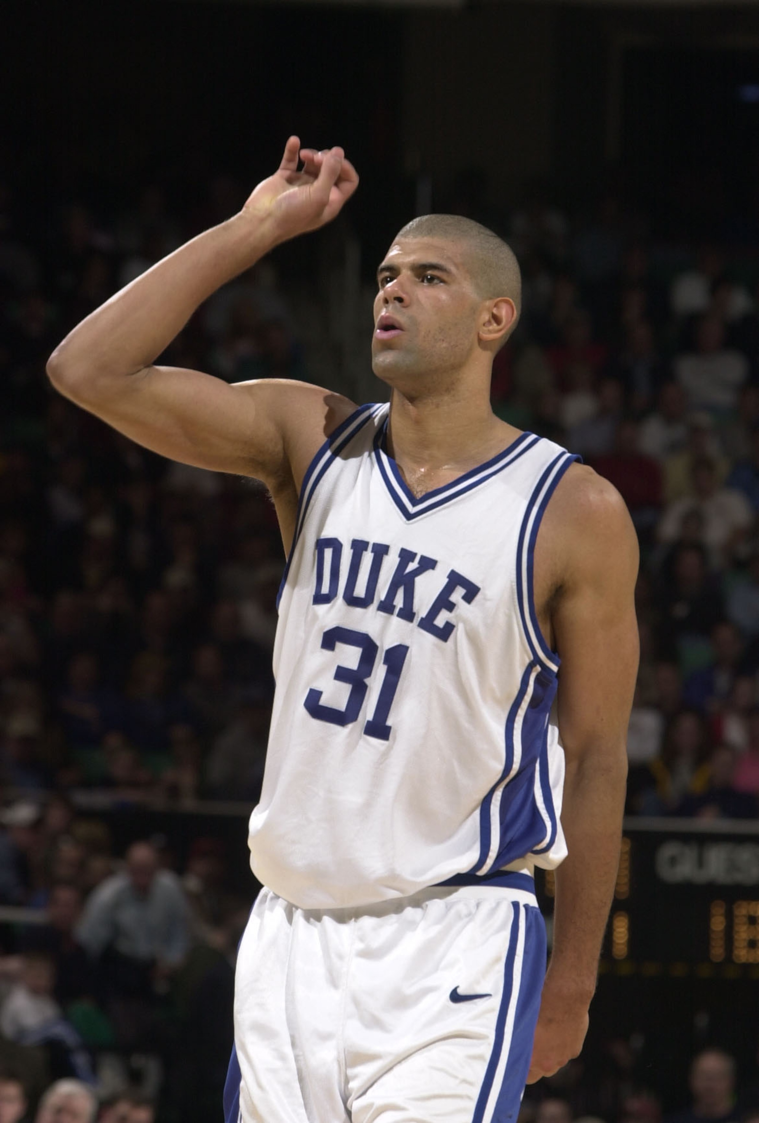 15 Mar 2001:  Shane Battier #31 of Duke looks on after making a three-pointer during the first round game of the Men's NCAA Basketball Tournament at the Greensboro Coliseum in Greensboro, North Carolina. DIGITAL IMAGE Mandatory Credit: Ezra Shaw/ALLSPORT