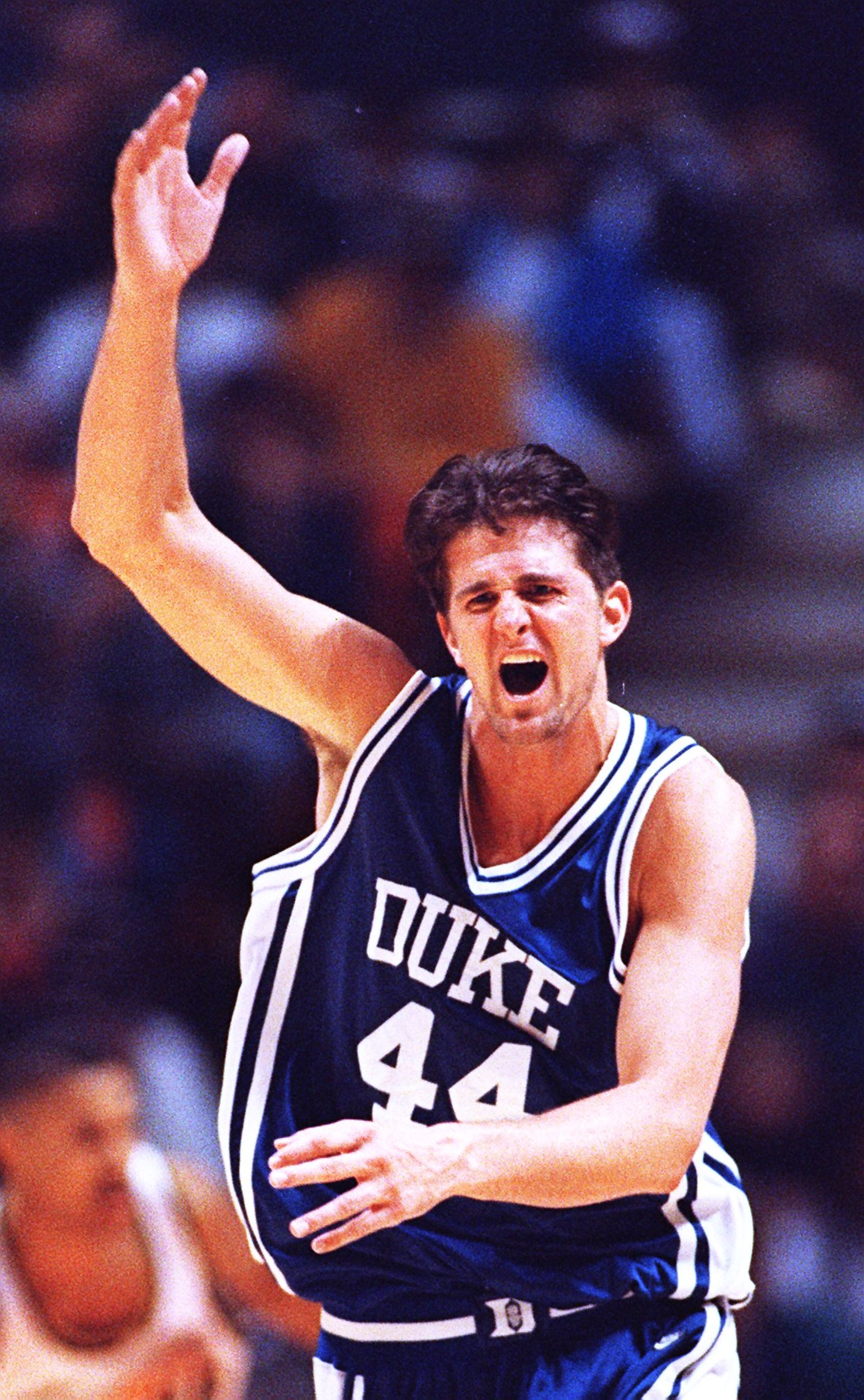 26 MARCH 1994:  DUKE''S CHEROKEE PARKS CELEBRATES AFTER MAKING A SLAM DUNK TO PUT THE FINISHING TOUCHES ON PURDUE DURING THE NCAA SOUTHEAST REGIONAL CHAMPIONSHIP.  DUKE WON, 69-60, TO ADVANCE TO THE FINAL FOUR IN CHARLOTTE, NORTH CAROLINA.   Mandatory Cre