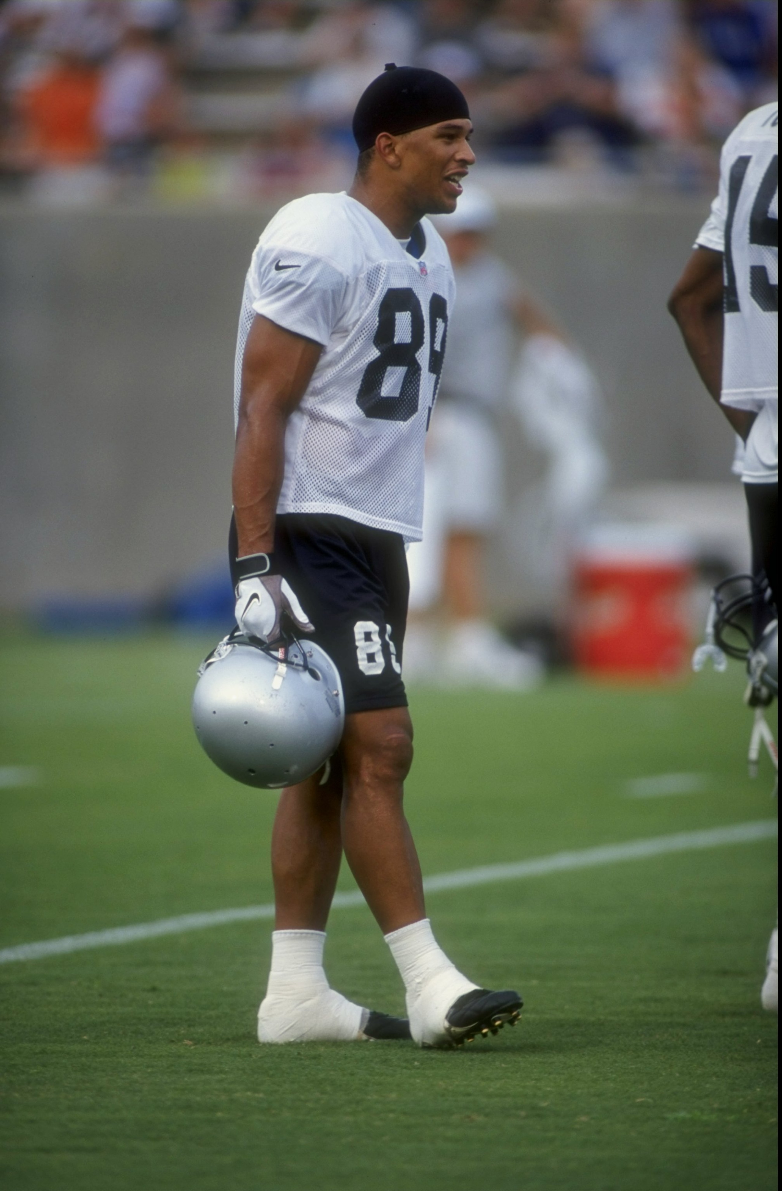 25 Jul 1998:  Wide receiver Rae Carruth #89 of the Carolina Panthers looks on during the 1998 Carolina Panthers Training Camp at the Wofford College in Spartanburg, South Carolina. Mandatory Credit: Erik Perel  /Allsport