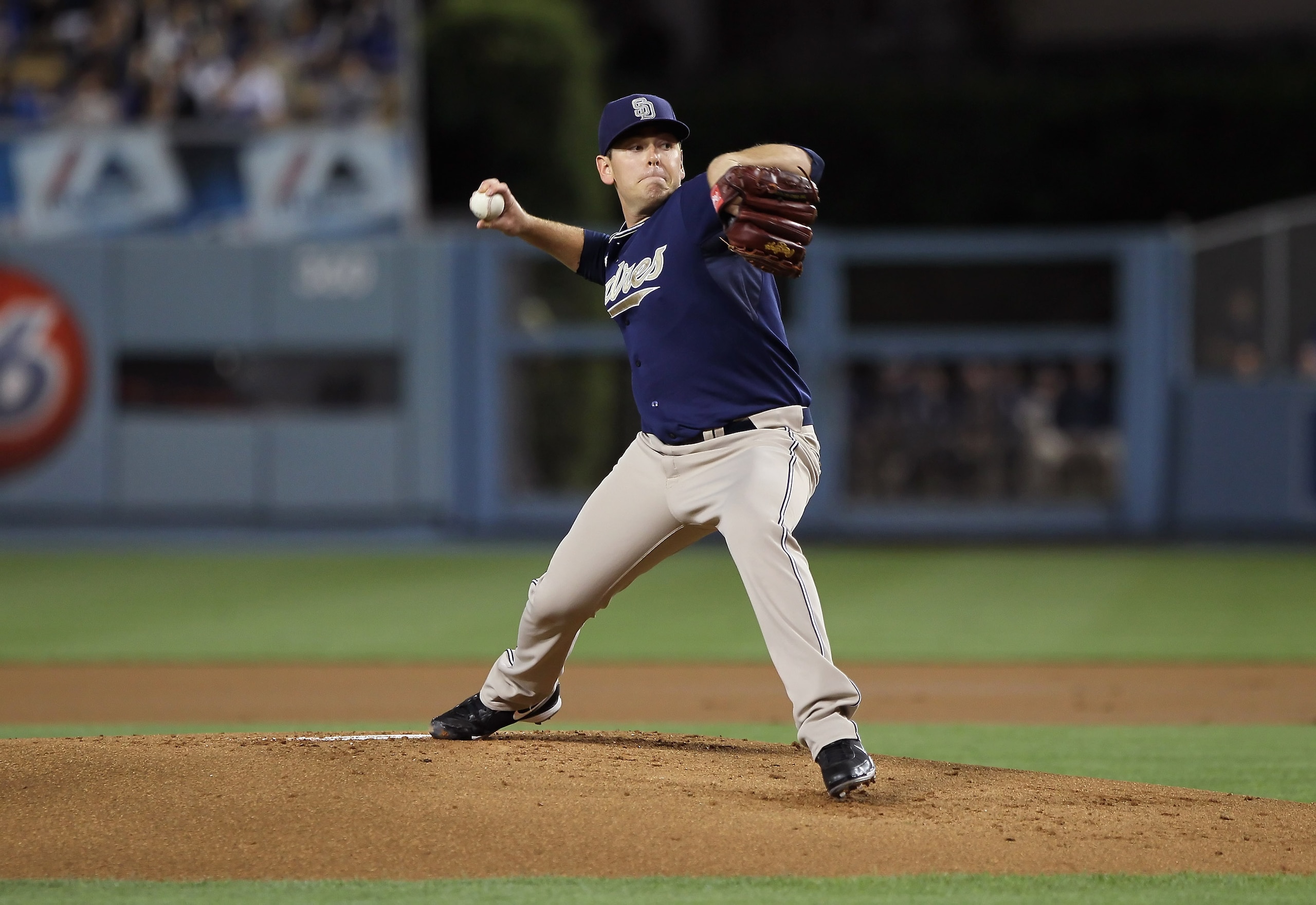 LOS ANGELES, CA - SEPTEMBER 22: Tim Stauffer #46 of the San Diego Padres pitches against the Los Angeles Dodgers at Dodger Stadium on September 22, 2010 in Los Angeles, California. (Photo by Jeff Gross/Getty Images) LOS ANGELES, CA - SEPTEMBER 22: Tim Stauffer #46 of the San Diego Padres pitches against the Los Angeles Dodgers at Dodger Stadium on September 22, 2010 in Los Angeles, California. (Photo by Jeff Gross/Getty Images)